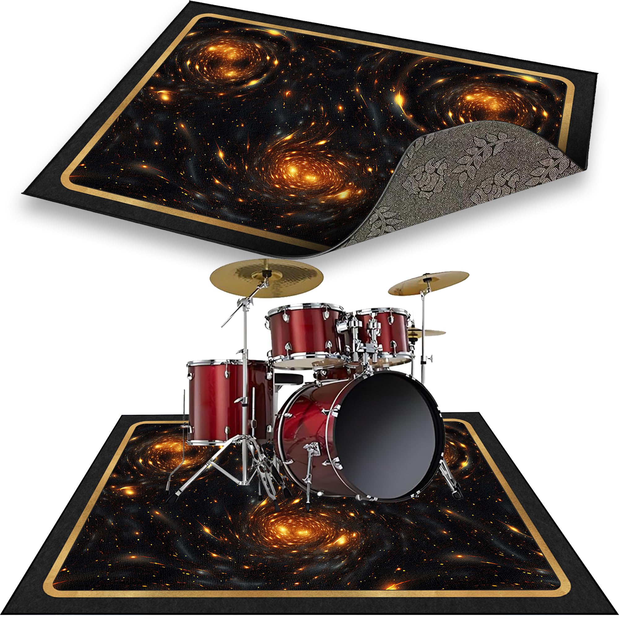 110 x 80 cm Alfombra para Batería y Percusión, Alfombra de Tambor Insonorizada, Alfombra Profesional de Jazz para Caja Bombo Baterías Acústico Tambor y Otros Instrumentos Antideslizante