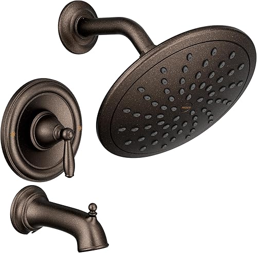 Moen Brantford T2253EPORB - Kit de molduras para bañera y ducha Posi-Temp de bronce aceitado, incluye ducha de lluvia de rendimiento ecológico,