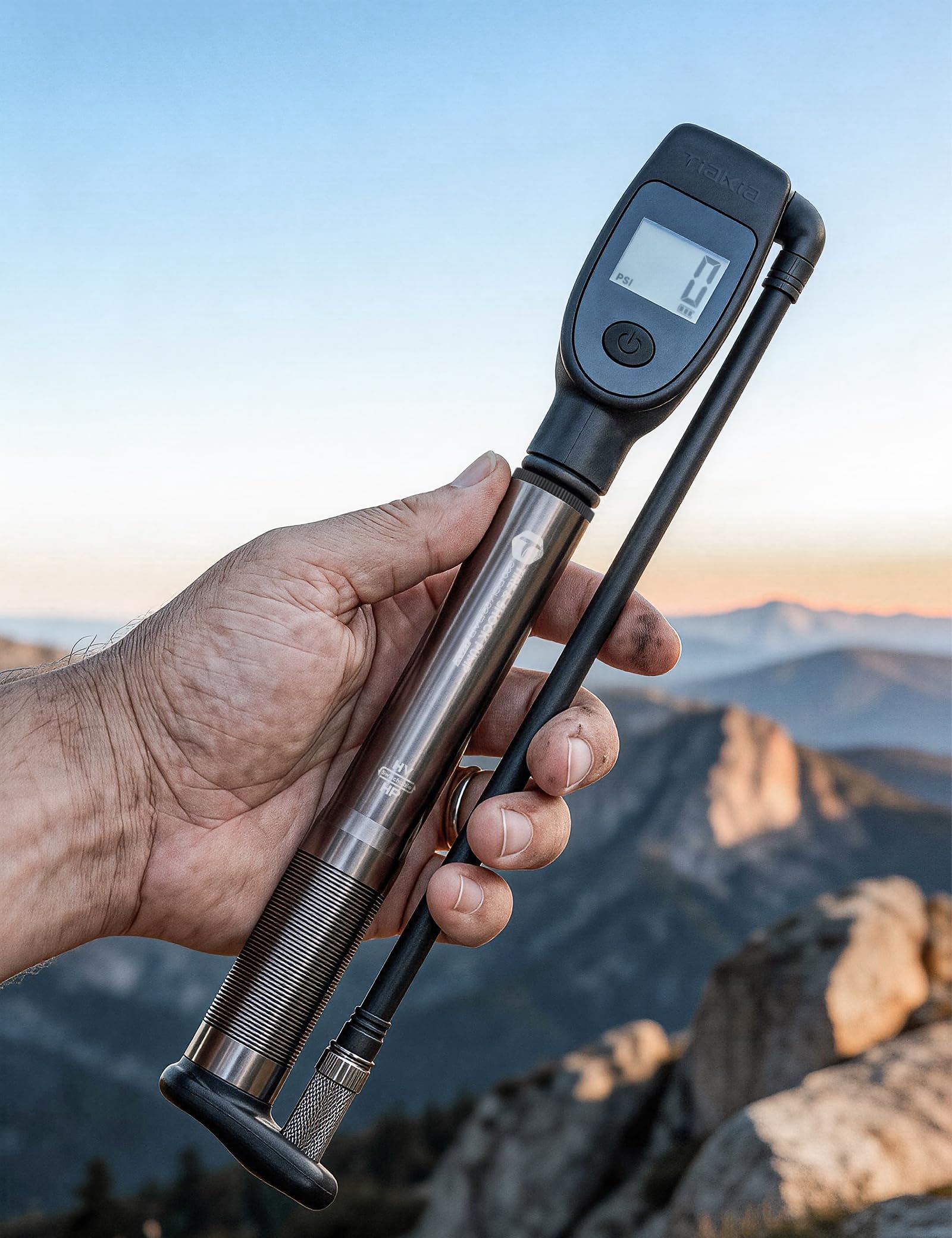 Tiakia Fahrrad Dämpferpumpe Digital 2-in-1 mit Manometer 320PSI Für Luftdämpfer und federgabel, Tragbare Aluminium fahrradpumpe reifenpumpe Fahrrad Rahmenpumpen,Für Schrader/Presta