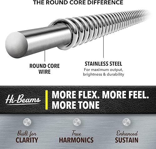 Miniatura 4 de DR Strings HI-BEAMS - Cuerdas para bajo de acero inoxidable de 4 cuerdas, 45-105, núcleo redondo