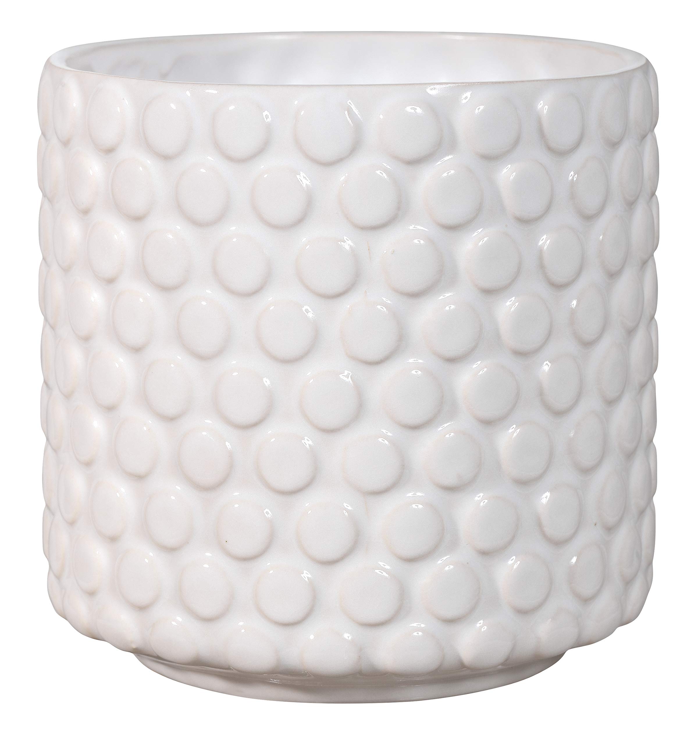 Bloomingville Ceramic Flower Pot Dot - colorful Planter, Pot for plants, sukkulents Size S (12,5 cm ø) Dia 5'' H 5'', Stoneware, white