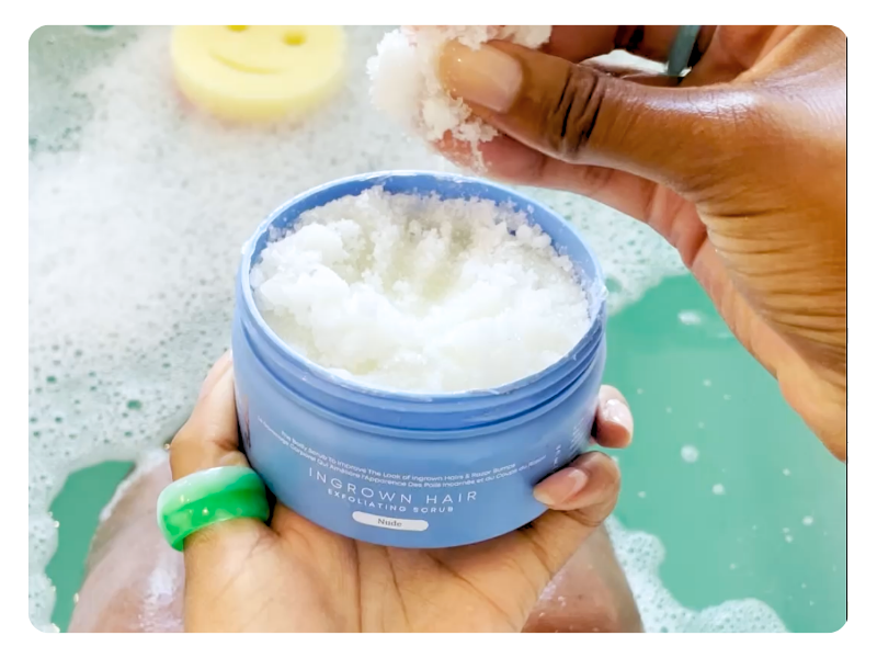 Bushbalm Ingrown Hair Exfoliating Scrub – Pre-Shave Sugar Scrub for Ingrown Hairs, Razor Bumps & Dry Skin – Gently Buffs & Soothes Sensitive Skin – Nude, 236ml