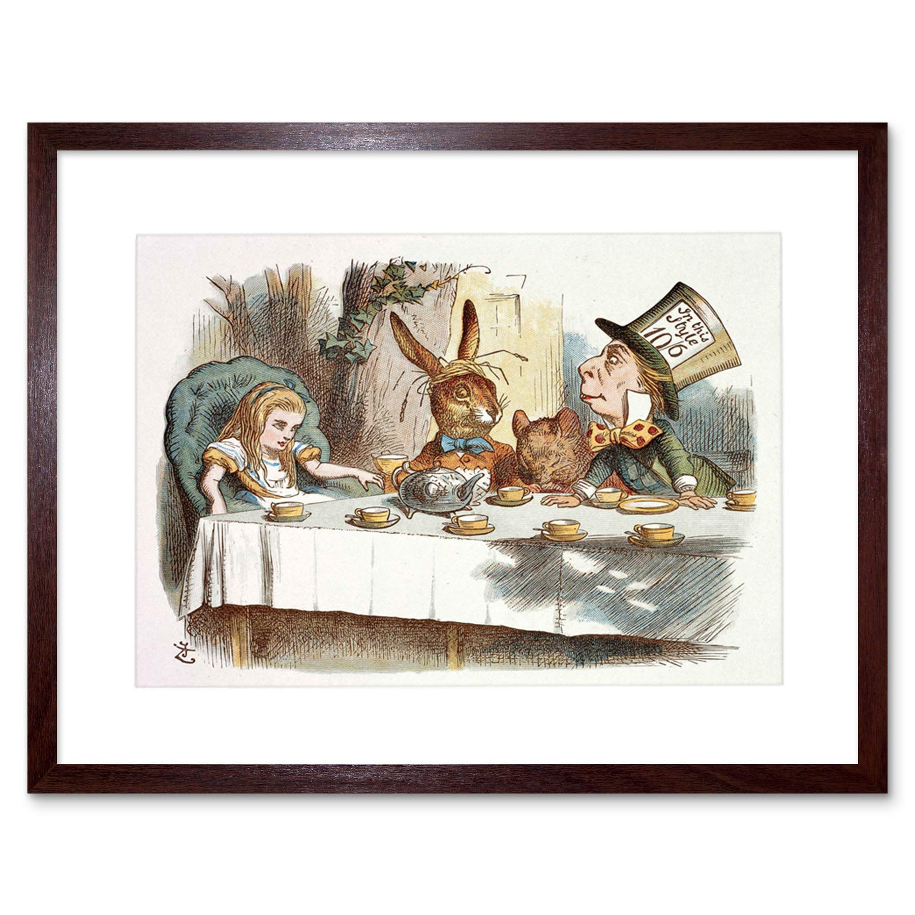 Wee Blue Coo Painting Book Carrol Alice Wonderland Tenniel Mad Hatter Framed Wall Art Print