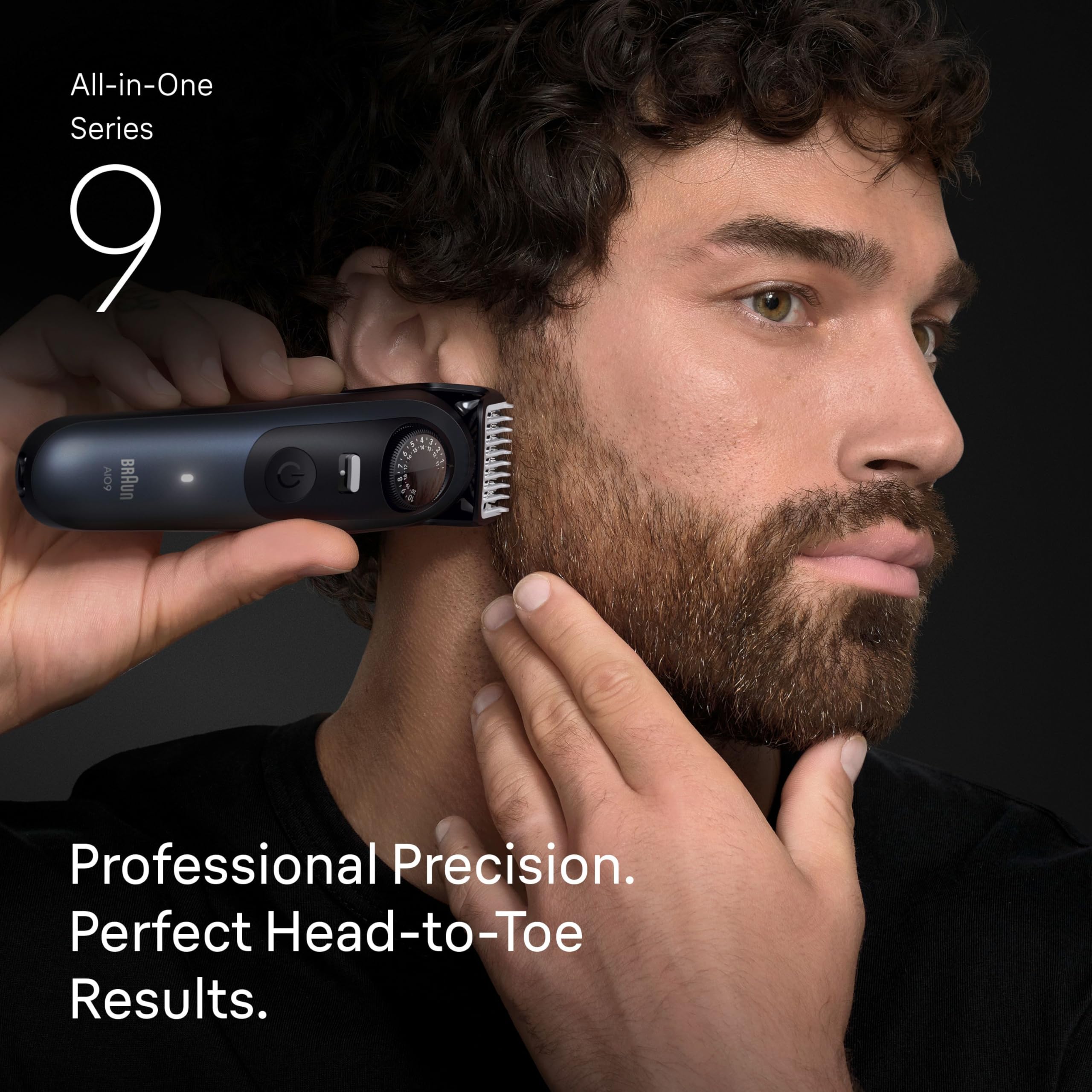 Braun Kit de rasage tout-en-un pour homme série 9 AIO 9530, barbe, visage, nez, oreille, tondeuse à cheveux, tondeuse corporelle et manscaping