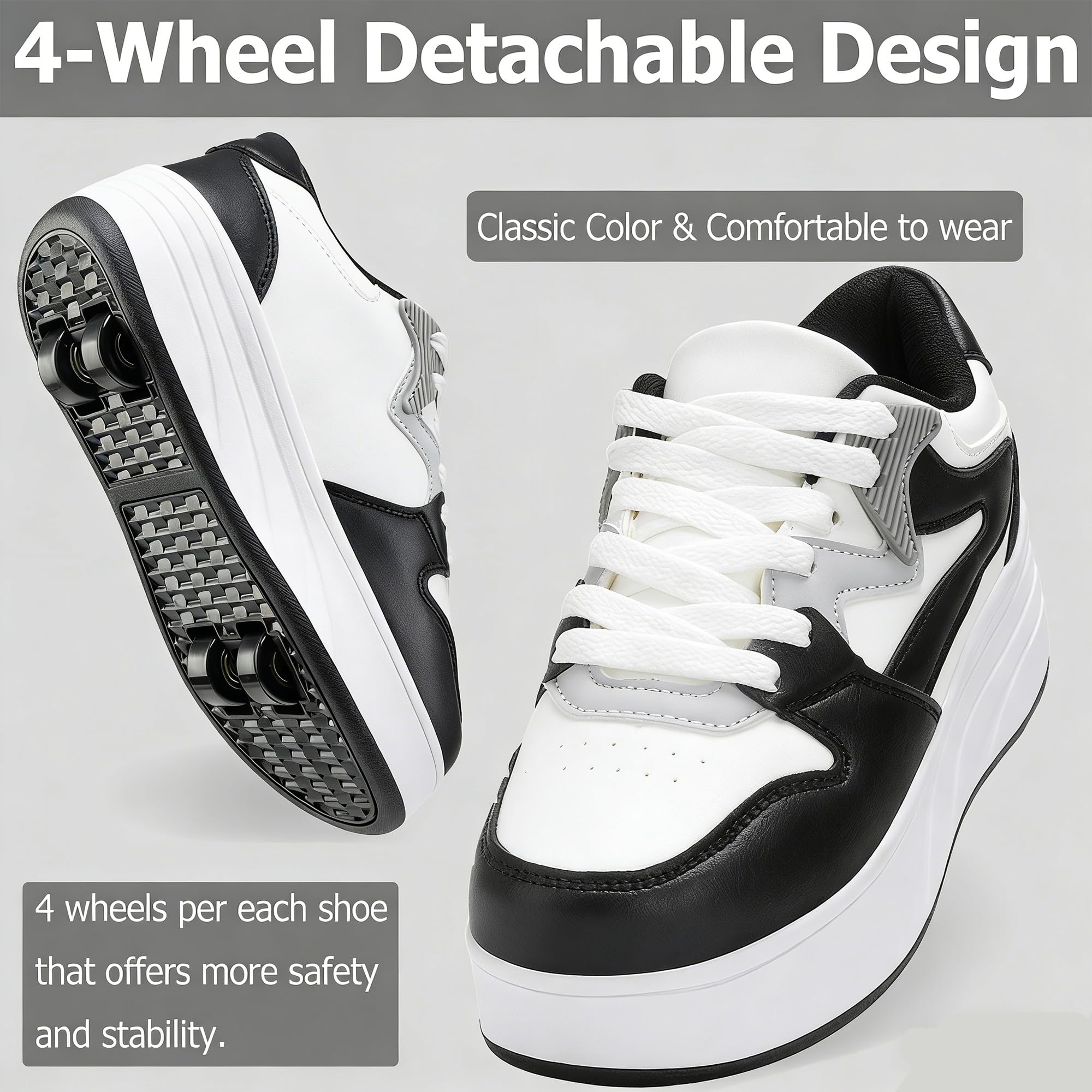 Scarpe da skate a rotelle per donne e ragazze, con ruote staccabili, adatte per Halloween, Natale, feste di compleanno
