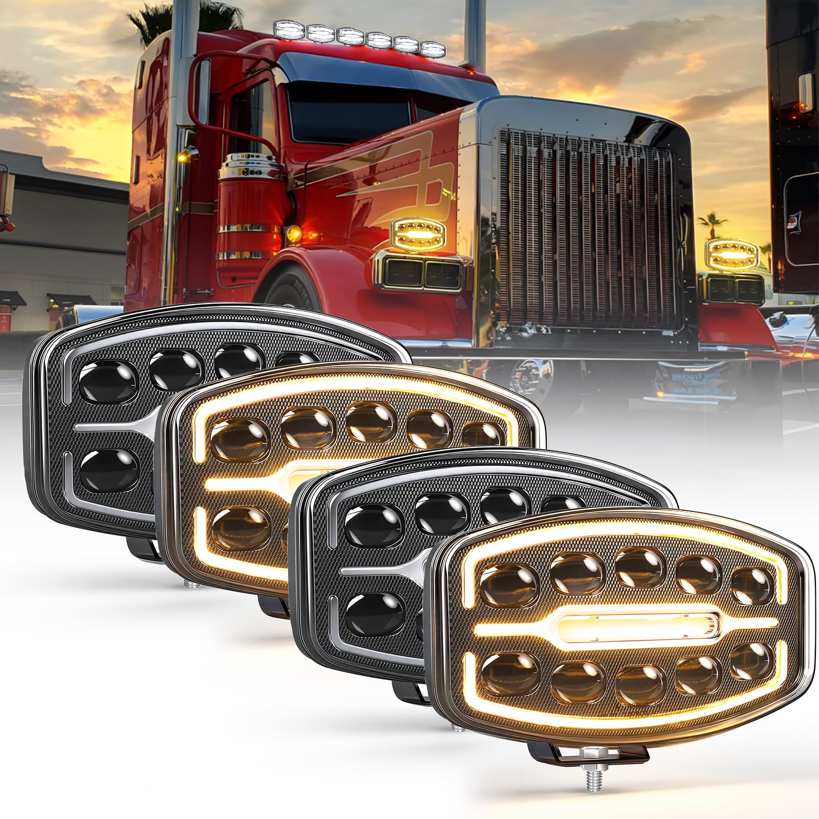 CO LIGHT 4PCS10 Zoll Led Fernscheinwerfer 12/24V, 300W LKW LED Arbeitsscheinwerfer 12V ECE Weiß Amber Start-Tagesfahrlicht Zusatzscheinwerfer Auto LKWs, Traktor, Lastwagen, GeläNdewagen, Traktoren