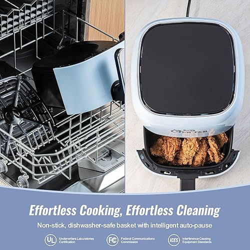 Miniatura 5 de Charmi Freidora de aire de 5 cuartos de galón hermoso diseño retro, aspecto elegante de encimera, apagado automático seguro, pantalla táctil