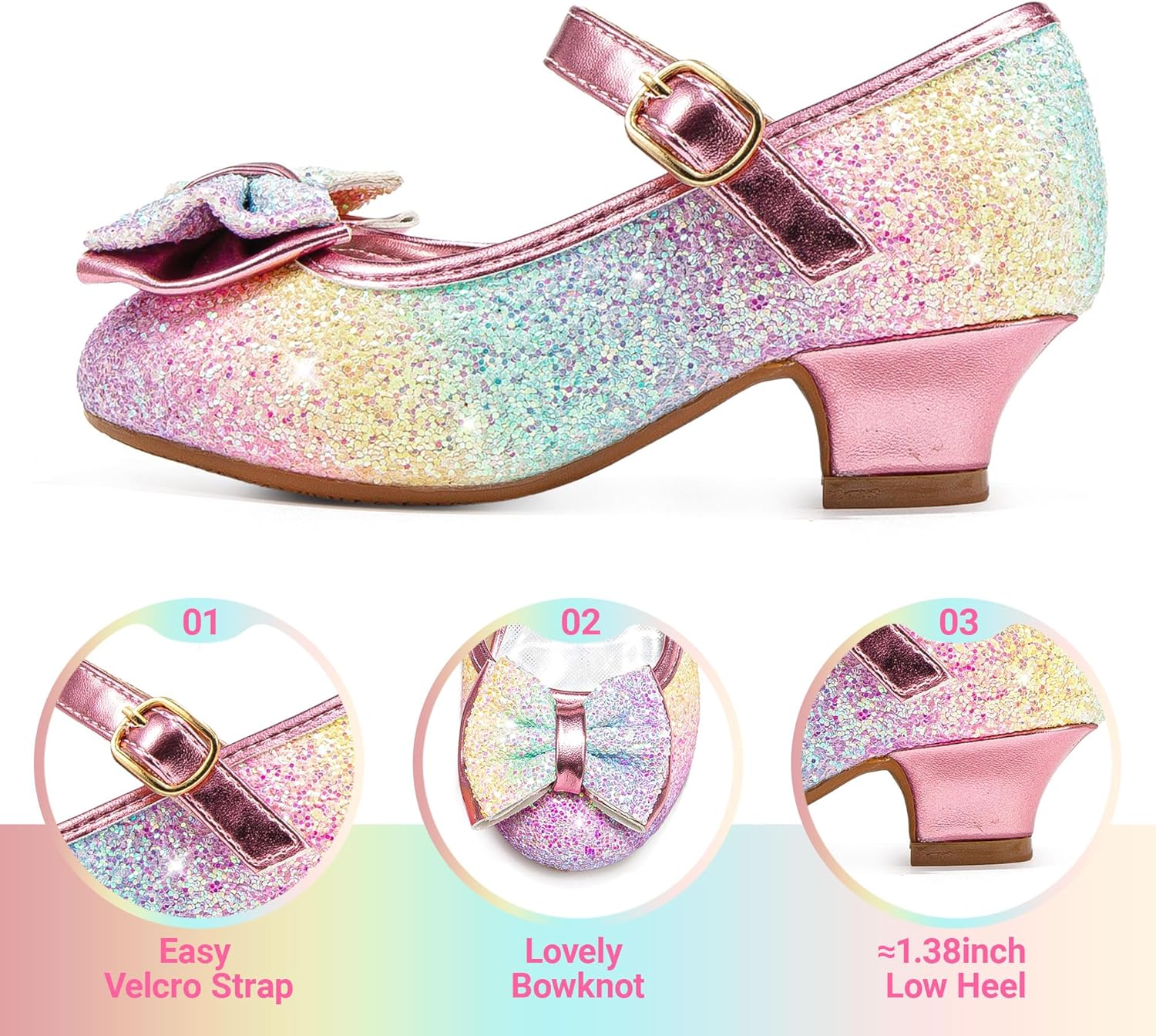 Walofou Flower Girls Wedding Party Heel Princess Shoes Flats for Kid Toddler - Image 5