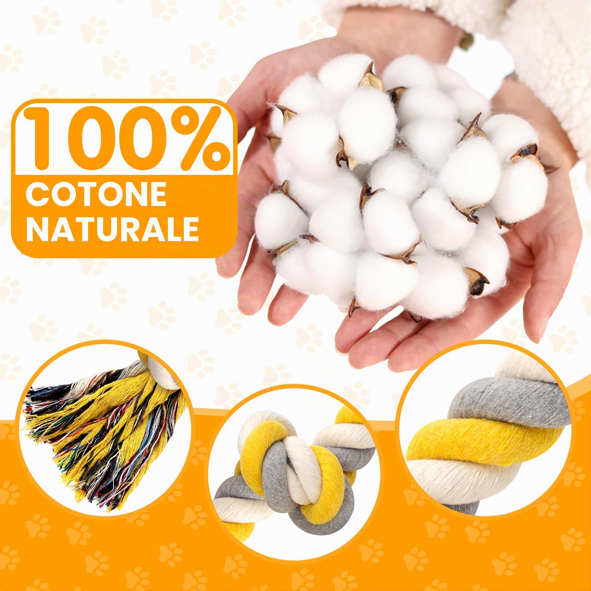 Norvy XXL 6-Nodi Corda per Giochi per Cani Ideale per Grande e Aggressivi Cani 100cm Pesante Resistente Corda Giocattolo Molto Resistente per Cani Giocattolo da Tug per Cuccioli in Cotone