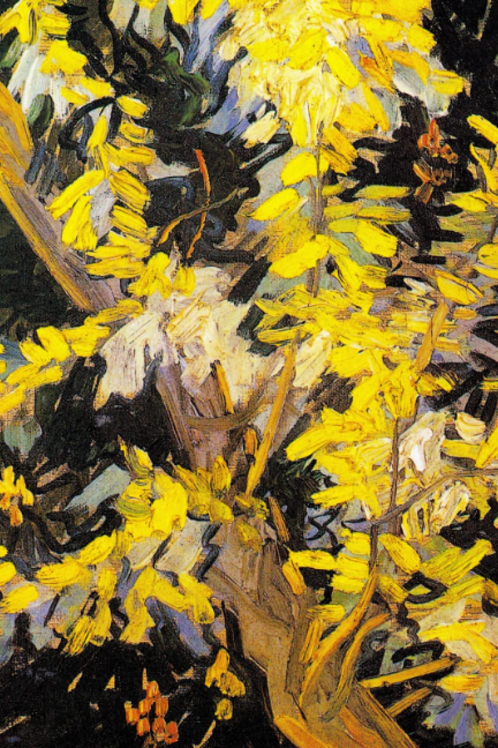 Carnet de notes Branches d'Acacia en Fleurs de Van Gogh, journal ligné 120 pages luxe