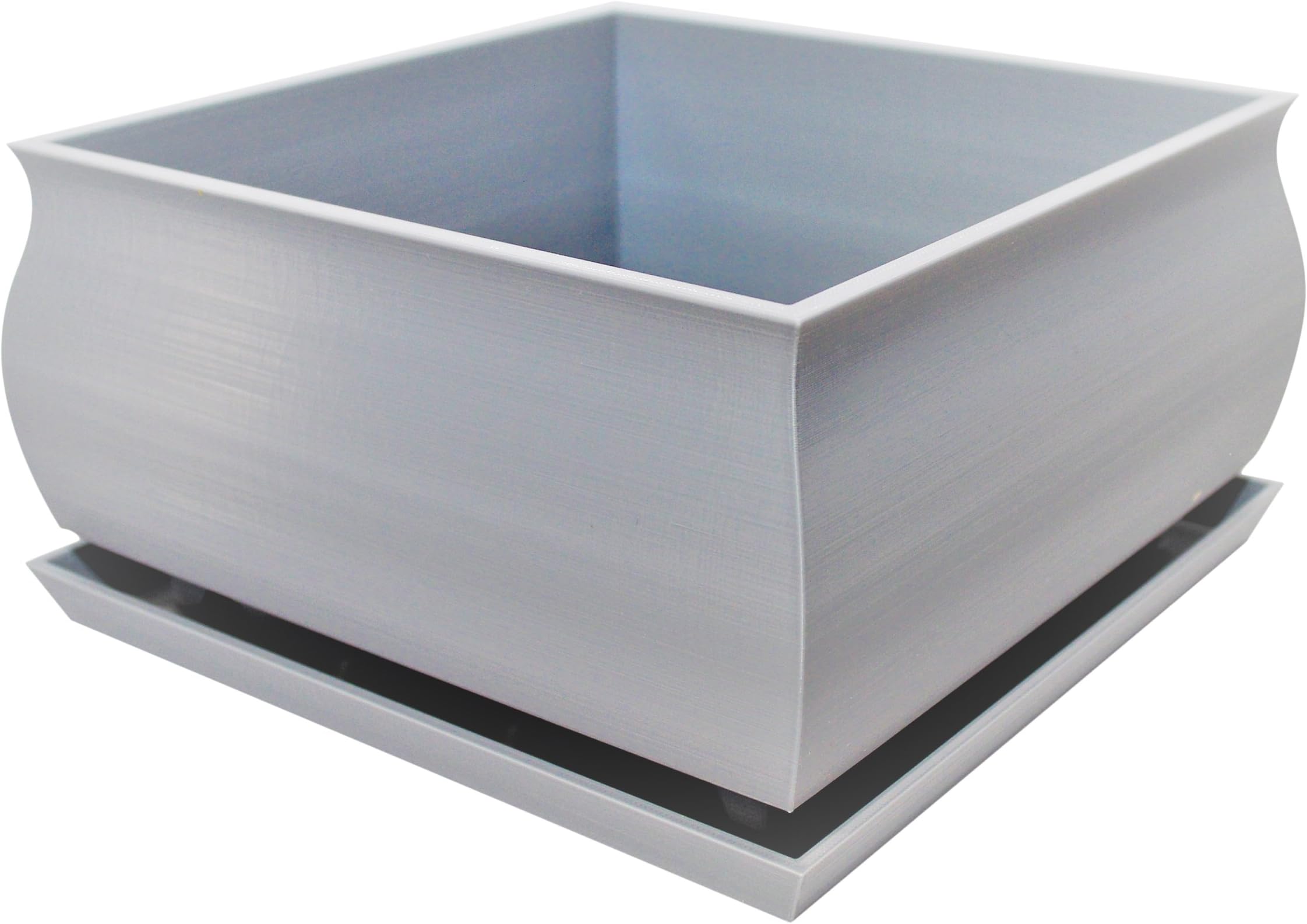 8" Grey Square Bonsai Pot and Tray