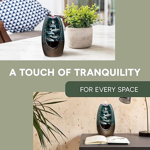 Miniatura 5 de Midwest Trading Group - Sankara Stone - Quemador de incienso en cascada, cascada de incienso de cerámica, quemador de incienso de reflujo con 20