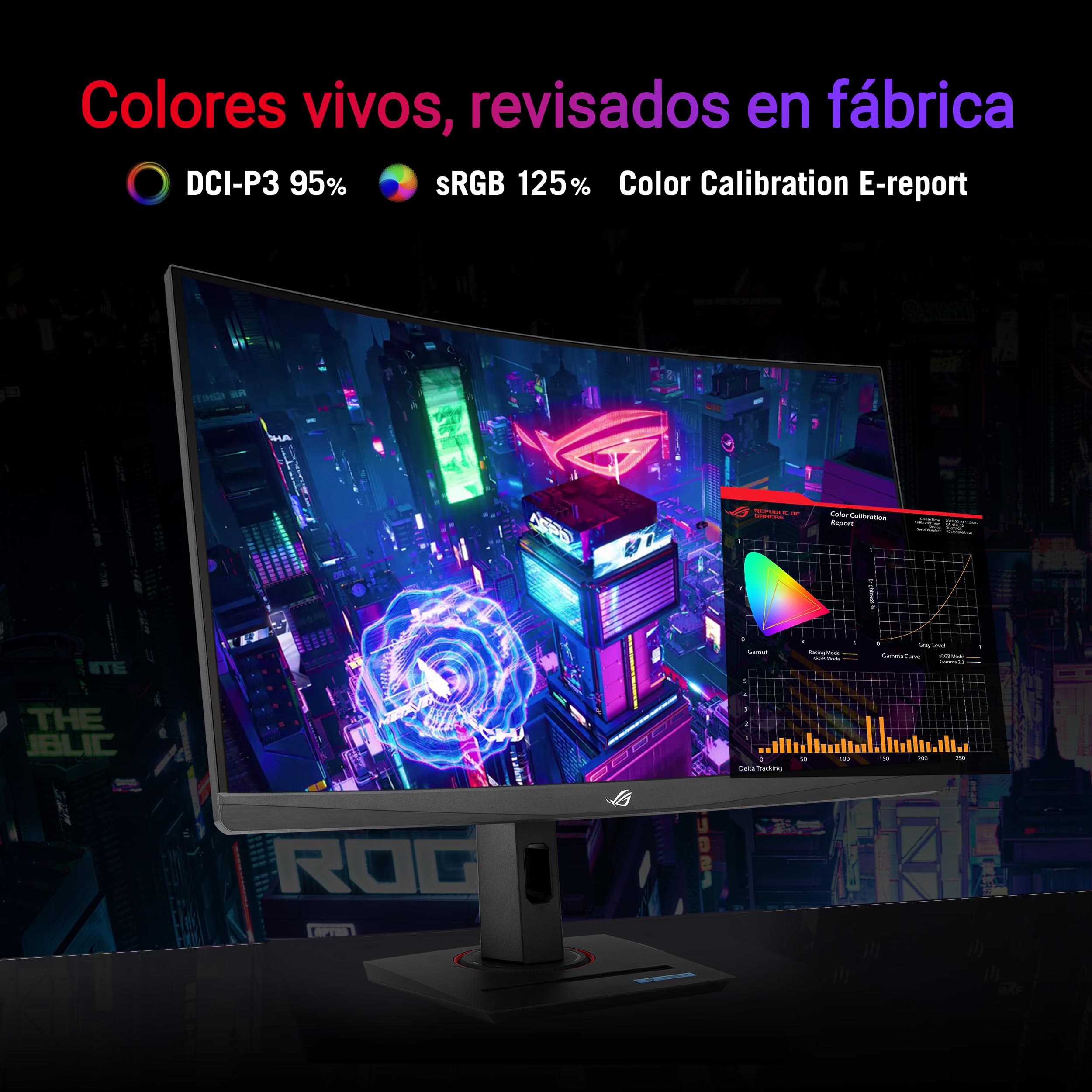 ASUS ROG Strix XG27WCS - Monitor Gaming USB Tipo-C de 27 Pulgadas 2560x1440, Curvo, 180 Hz (sobre 144Hz), 1ms (GTG), Fast VA, ELMB Sync, FreeSync, DisplayWidget Center, Soporte para trípode, HDR