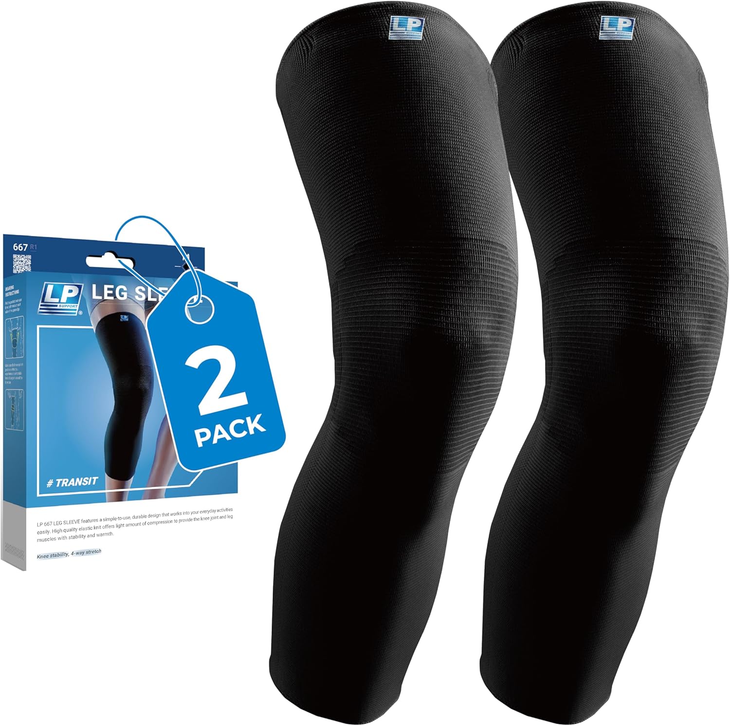 LP SUPPORT 667 Compression Sleeve Leg Full Length for Sports, Cycling, Running, Basketball, for Men Women (S - XL)