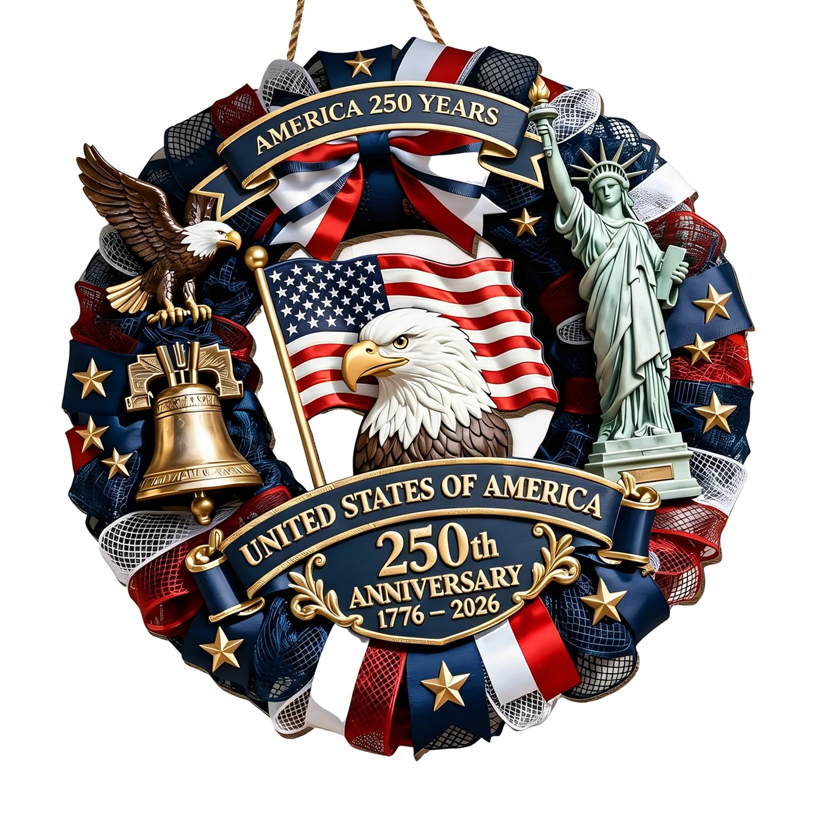 Tsophreniq Artisanal Boxwood Memorial for US 250th Anniversary Home Decor US Independence Commemorative Plate