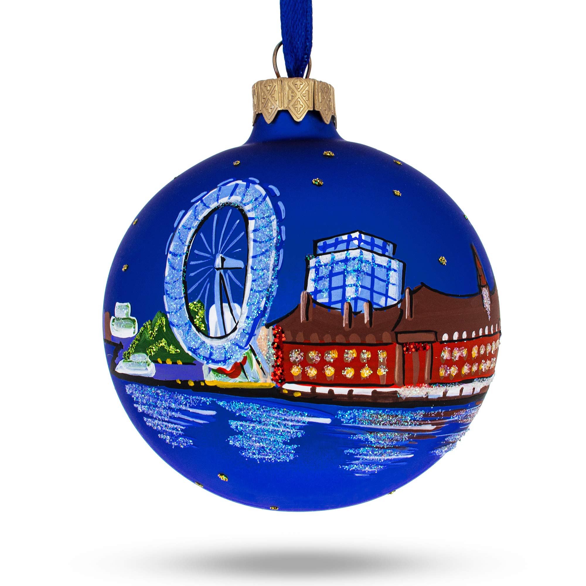 Cadeau Noël Londres en verre BestPysanky 3.25 Inches pour amoureux du Royaume-Uni