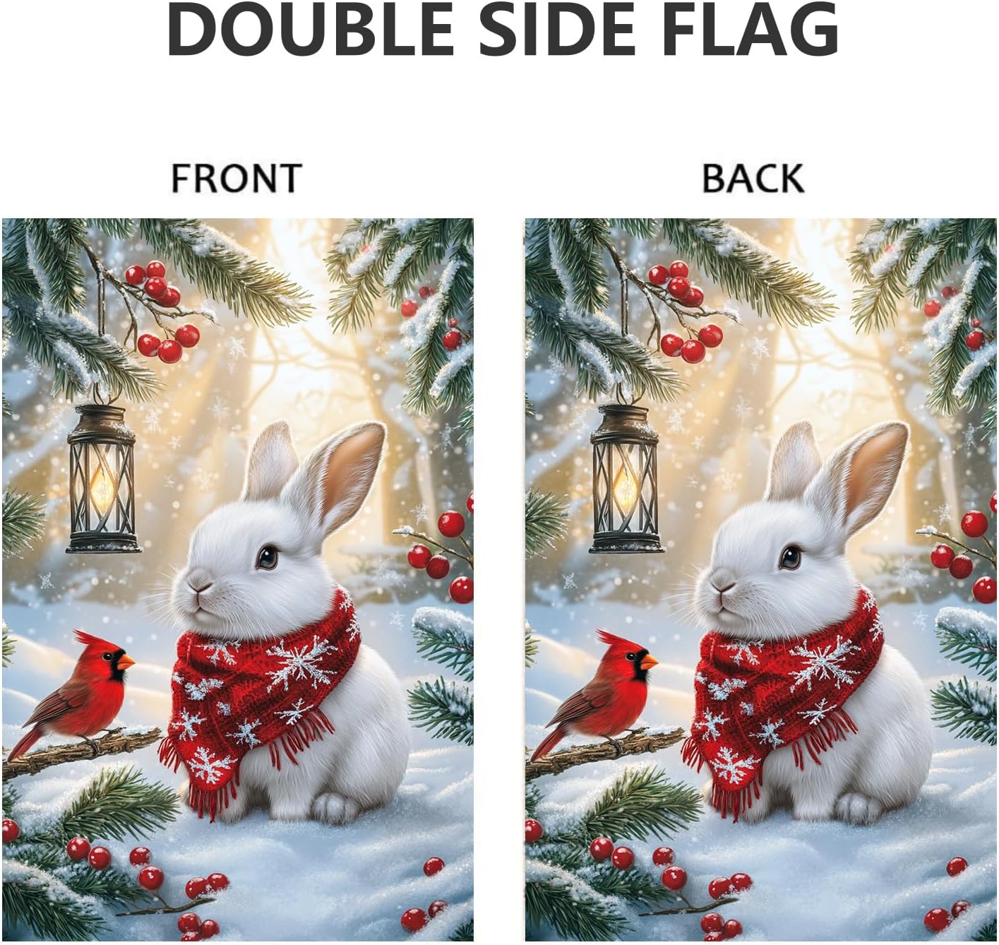 Winter Garden Flags 12x18 Inch Double Sided, Small Burlap Holiday Farmhouse Rustic Snow Bunny Cardinal Garden Flag Christmas Winter Decorations Outdoor Yard Lawn Porch Flags for Outside - Image 5