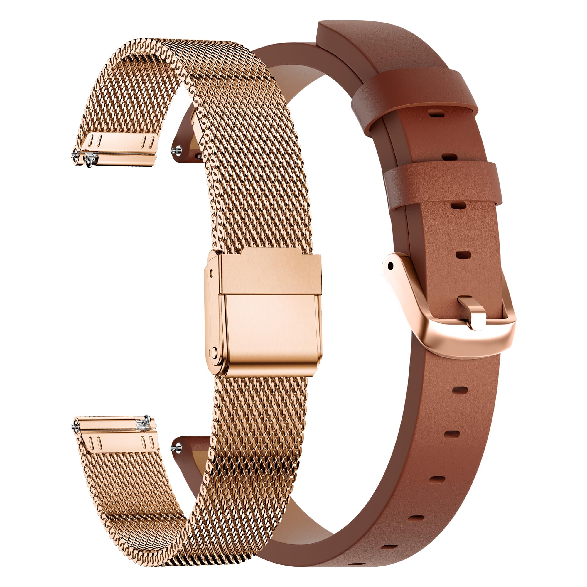 Compatible for Garmin Lily2 Band, Milanese Stainless Steel +Leather Wristband Adjustable Replacement Slim Accessory Fit for Garmin Lily2 Smartwatch Women Dressy-image-29