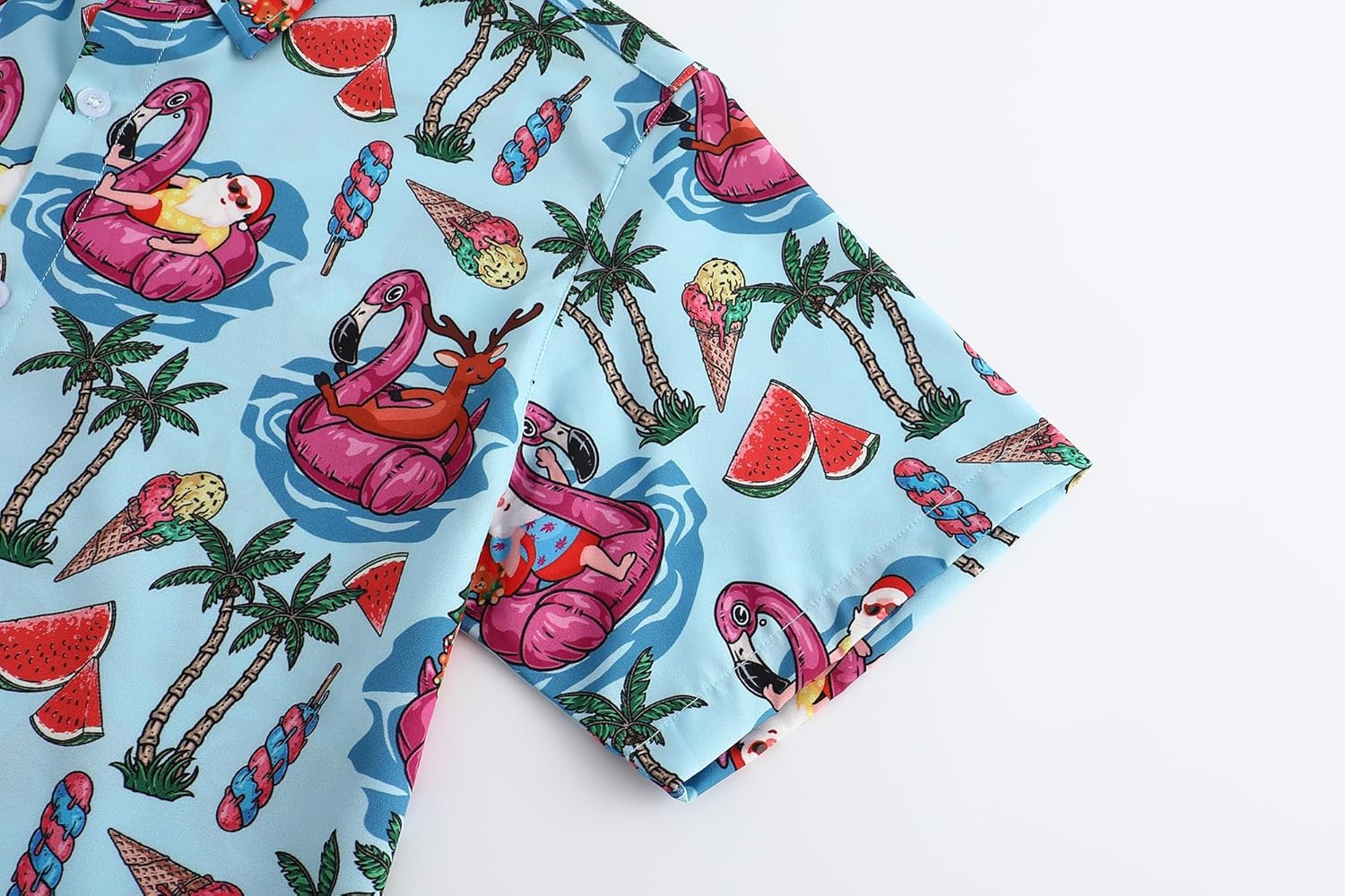 Christmas Shirt for Men Short Sleeve Button Down Santa Claus Vacation Hawaiian Shirts - Image 6