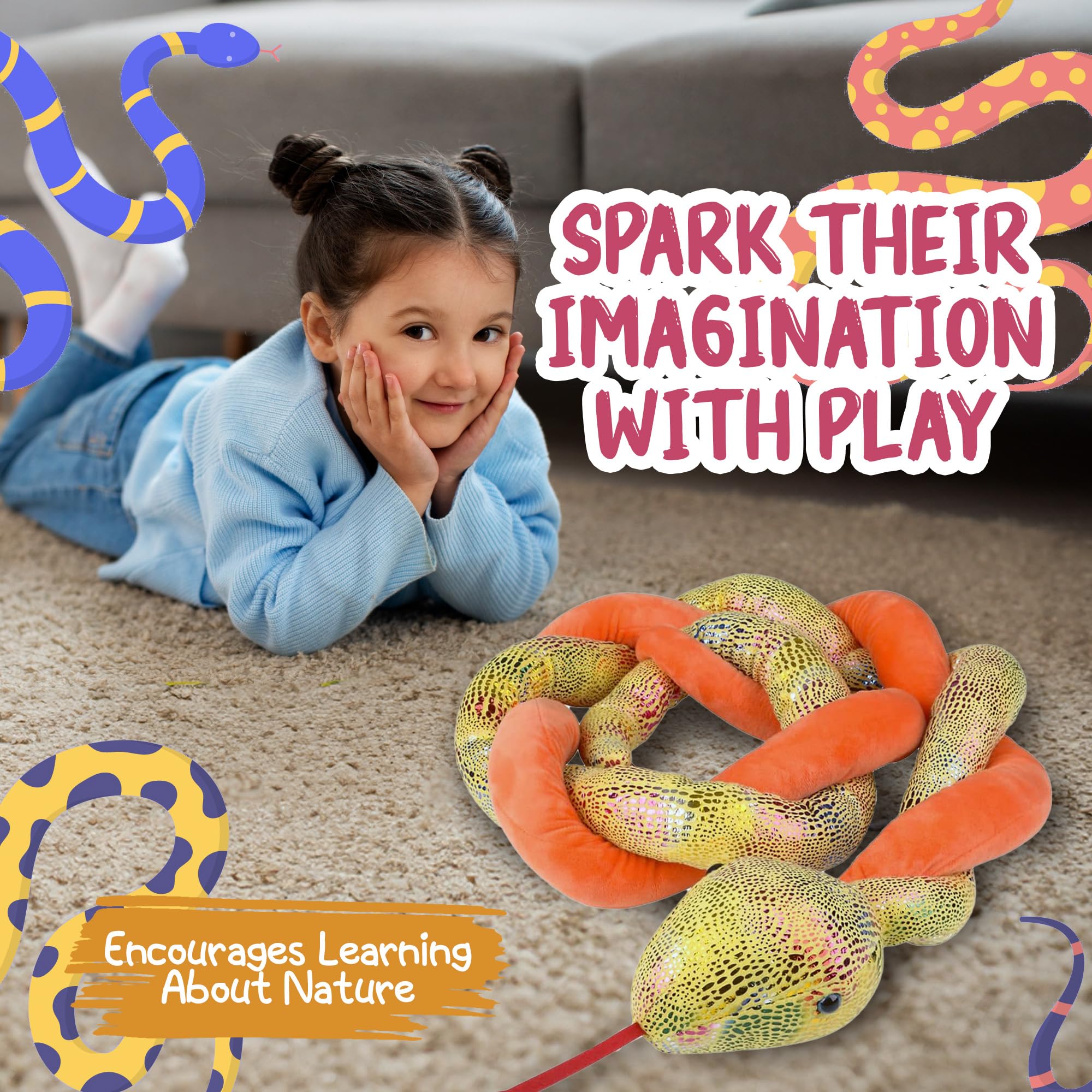 Amazon.com: Forest & Twelfth 67” Twisted Plush Snake Toys for Kids