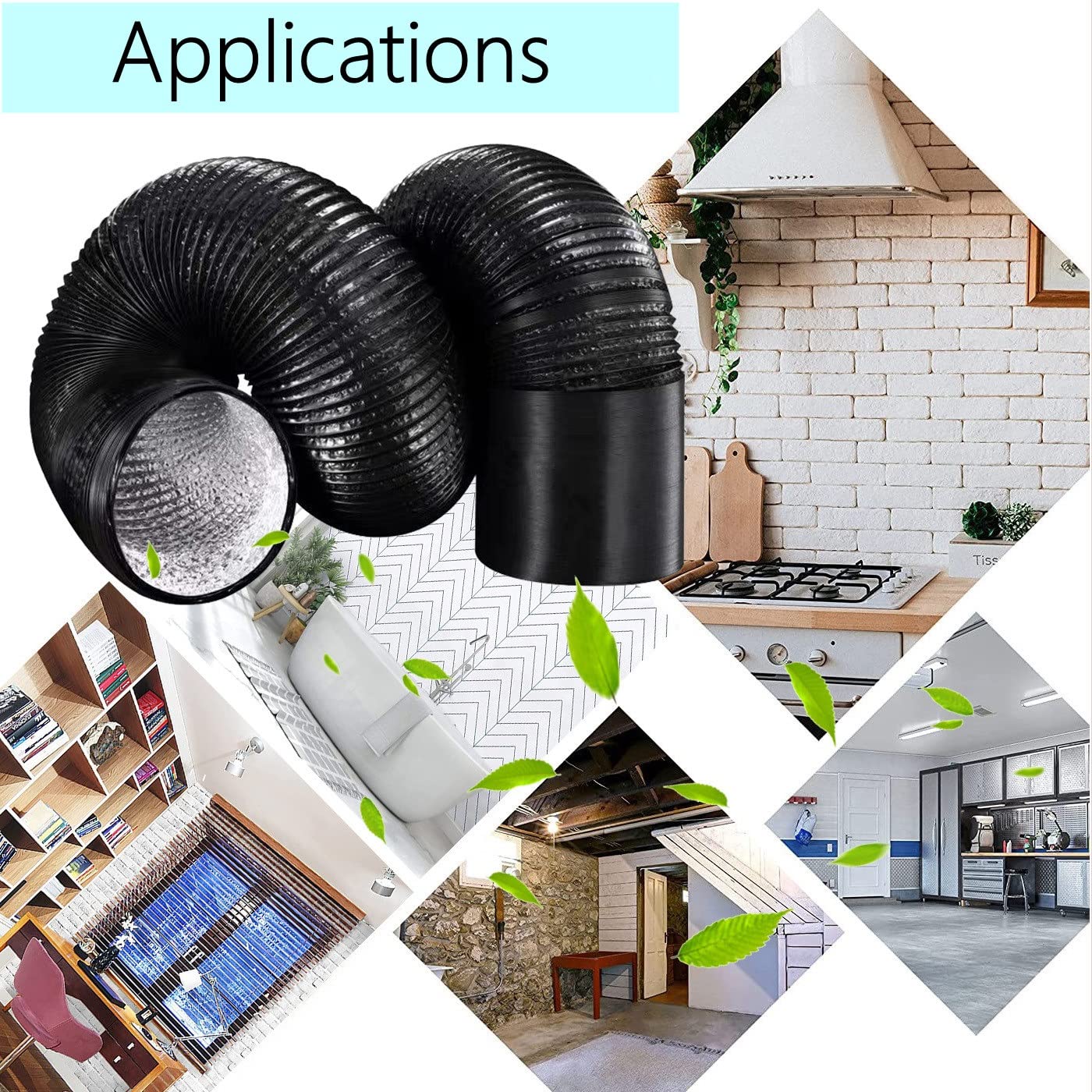 Tuyau de Ventilation Flexible Longueur 6m - 100mm Tuyau d'Evacuation pour Ventilateur d'extraction, Salle de Bain, Hydroponie (100mm*6m)