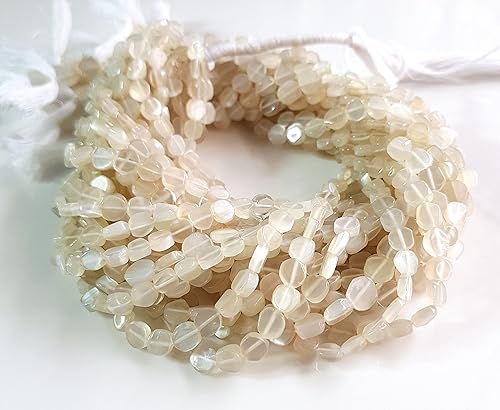 Cuentas de piedras preciosas de luna blanca, cuentas de piedras preciosas semipreciosas para hacer joyas, cuentas perforadas con forma de moneda disponible en Yaxa Colombia