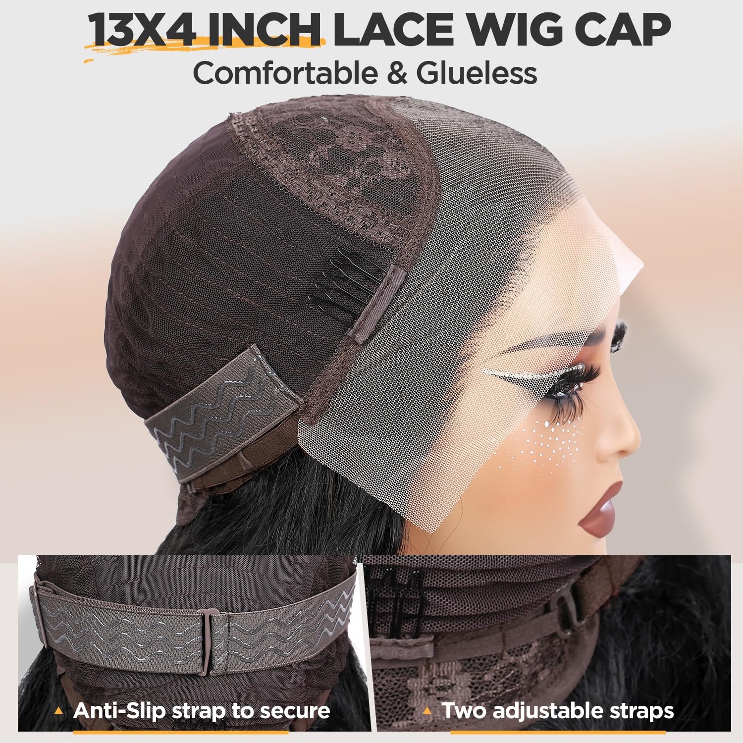 quickwig 13x4 Body Wave Lace Front Wigs for Black Women Glueless Black Long Wavy Wig Pre Plucked HD Lace Frontal Wigs Synthetic Hair for Women 26 Inch 1B