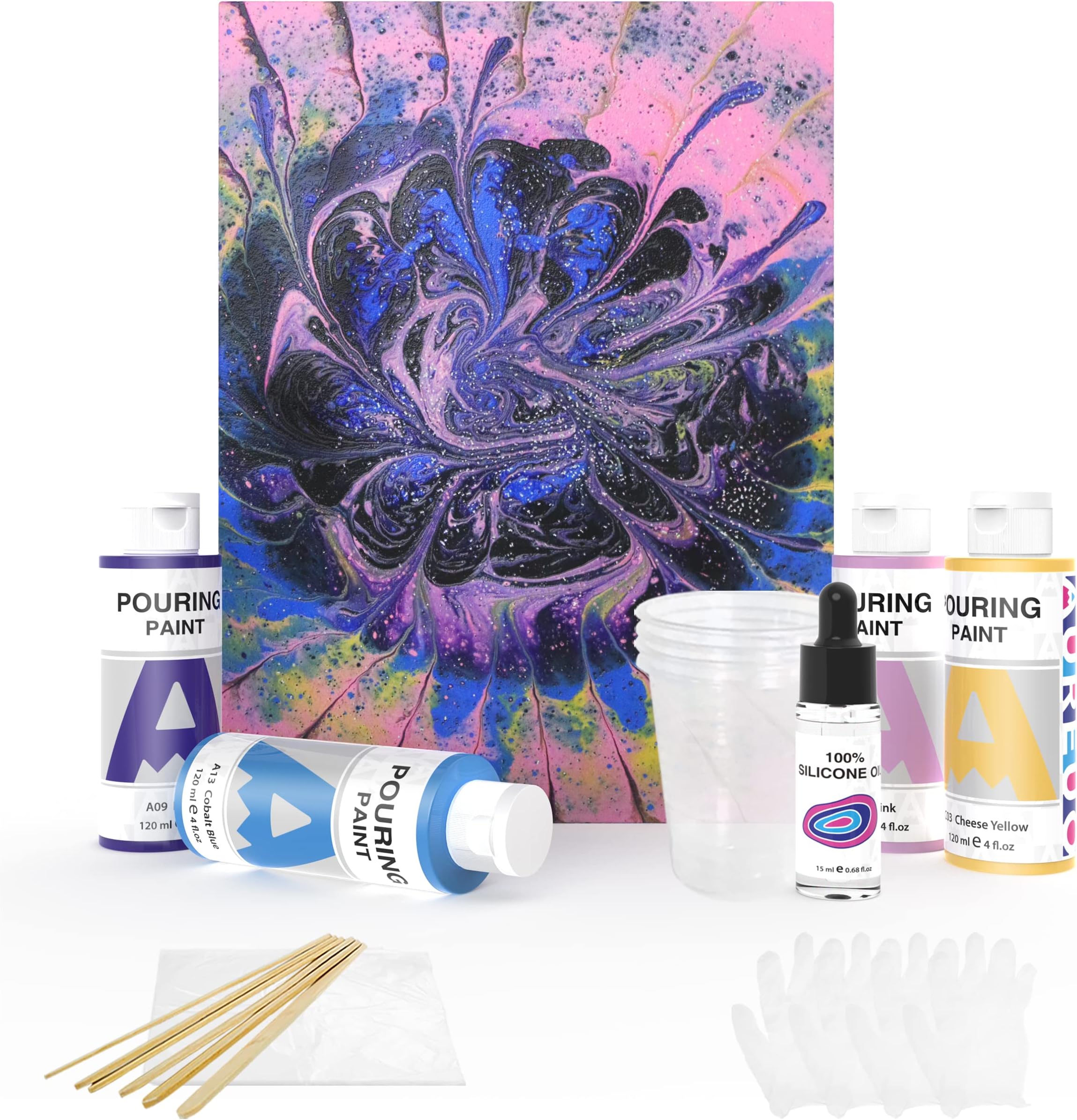 Nicpro 8 Colors Large Bulk Acrylic Pour Paint Set (69oz