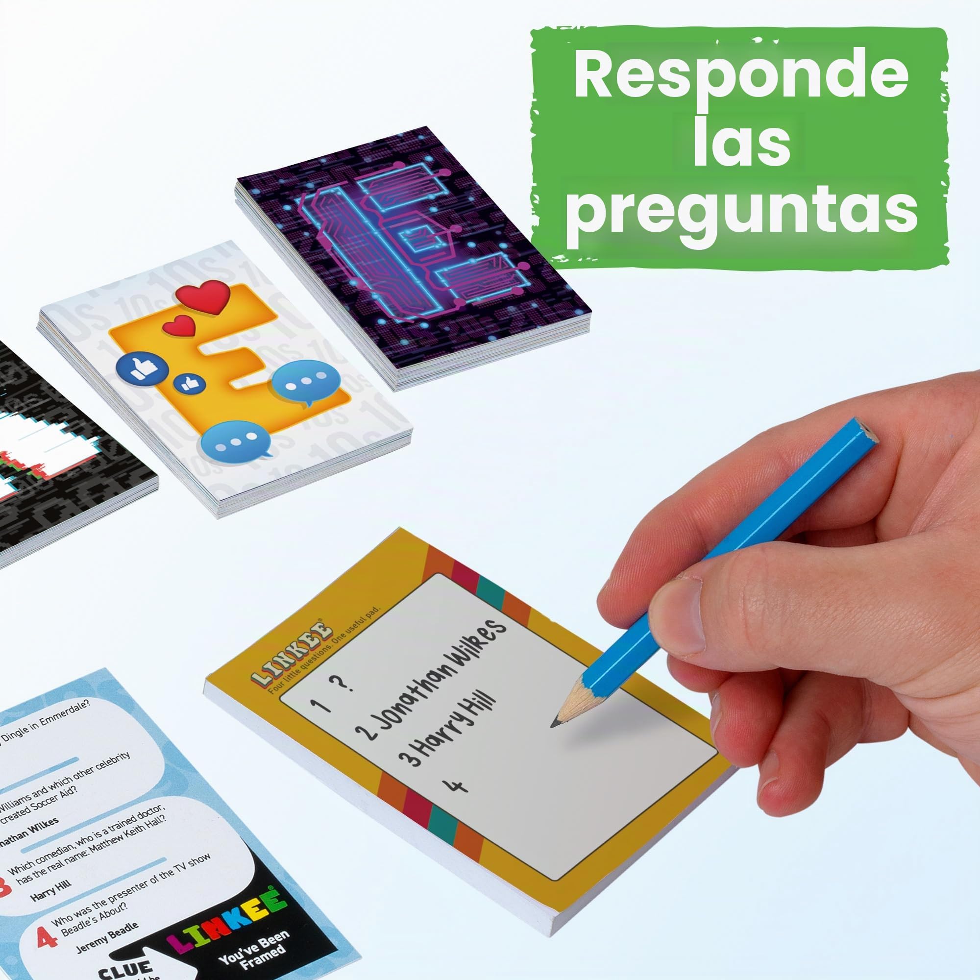 Ideal | LINKEE Generations Juego de Preguntas de Trivia de décadas: Cuatro pequeñas Preguntas con un Gran Enlace. 1970, 80, 90, 00 a 2020 Adolescentes, Adultos y familias, más de 3
