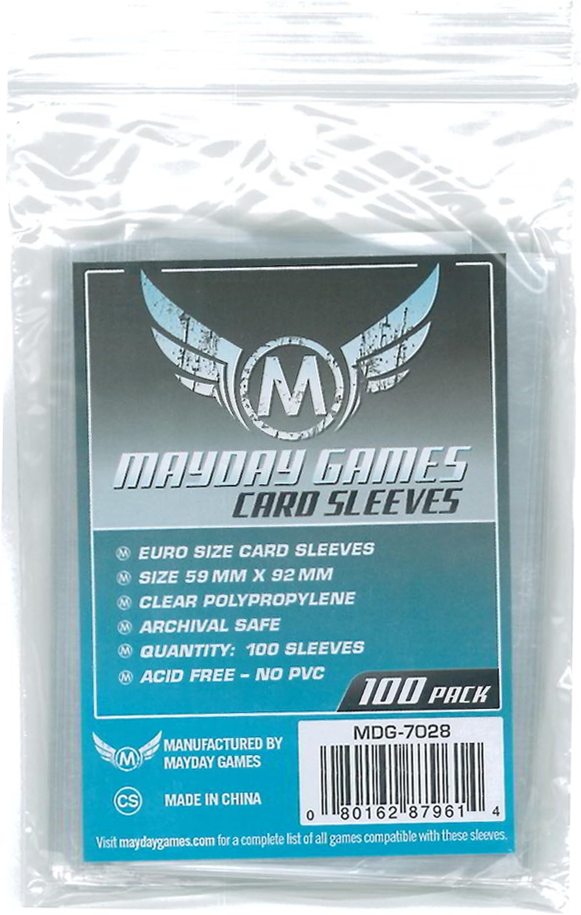 59 x 92 mm SLEEVES Euro Card Game (Pack of 100)