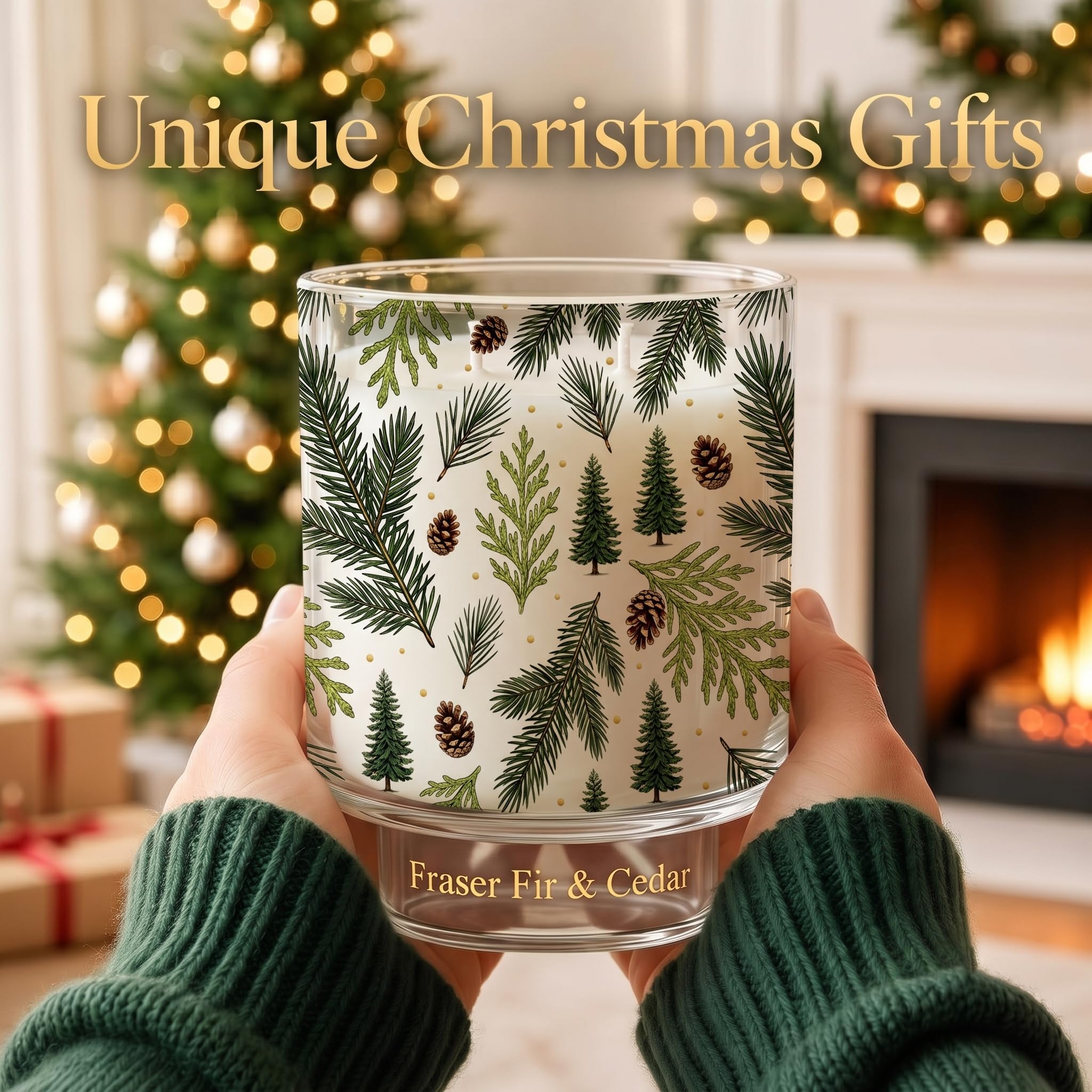 Homsolver Fraser - Velas de abeto y pino de cedro, velas de Navidad grandes de 2 mechas de 14 onzas, fragancia de bosque de invierno y Navidad, cera de soja de coco de larga duración para decoración