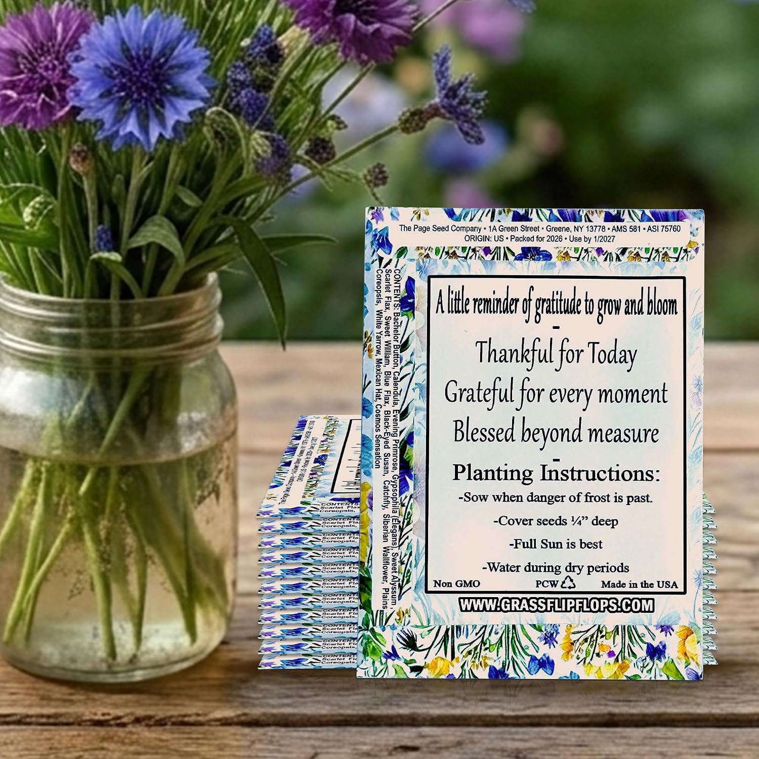 Pack of 25 Pre-Filled Non- GMO Wildflower Seed Packets. Great Eco- Friendly Party Favor. Perfect for Humming Birds, Butterflies and Bees. Ideal for Wedding Party Favors, Baby and Bridal Shower