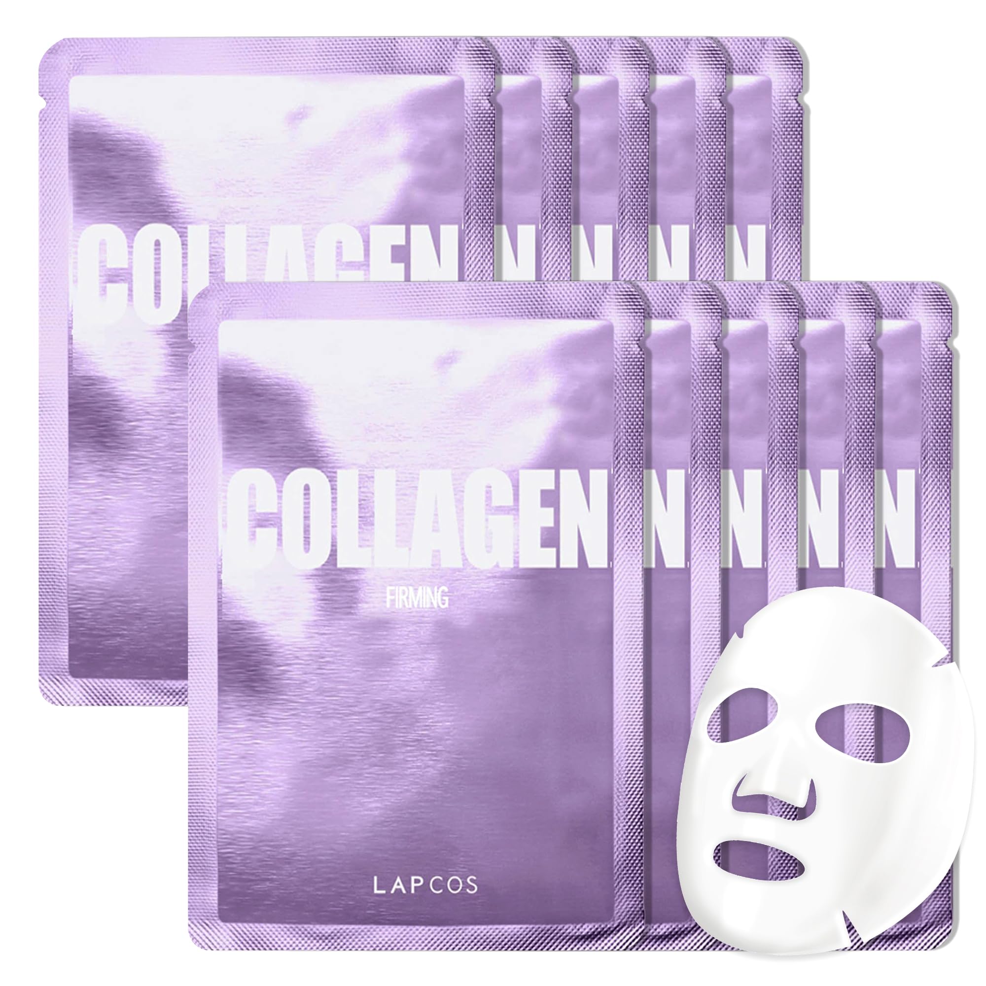 LAPCOS Pearl Sheet Mask, Daily Face Mask with Probiotics to Clarify Skin, Korean Beauty Favorite, 5-Pack: Collagen - 10ct