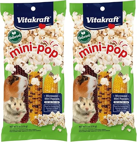 Vitakraft Mini Pops Treat para animales pequeños, mazorca de maíz 100% real, soporta dientes sanos, 6 onzas (paquete de 2)