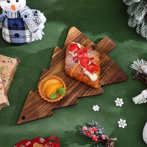 Miniatura 4 de iplusmile Tabla de charcutería de árbol de Navidad, tabla de cortar de cocina, plato de queso de Navidad, bandeja de servir sushi, bandeja de