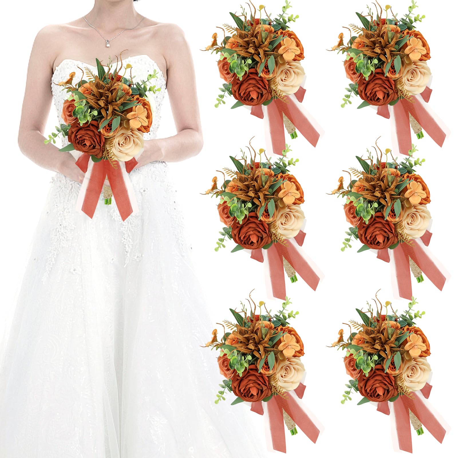 HOMENERGY Set of 6 Bridesmaid Bouquets