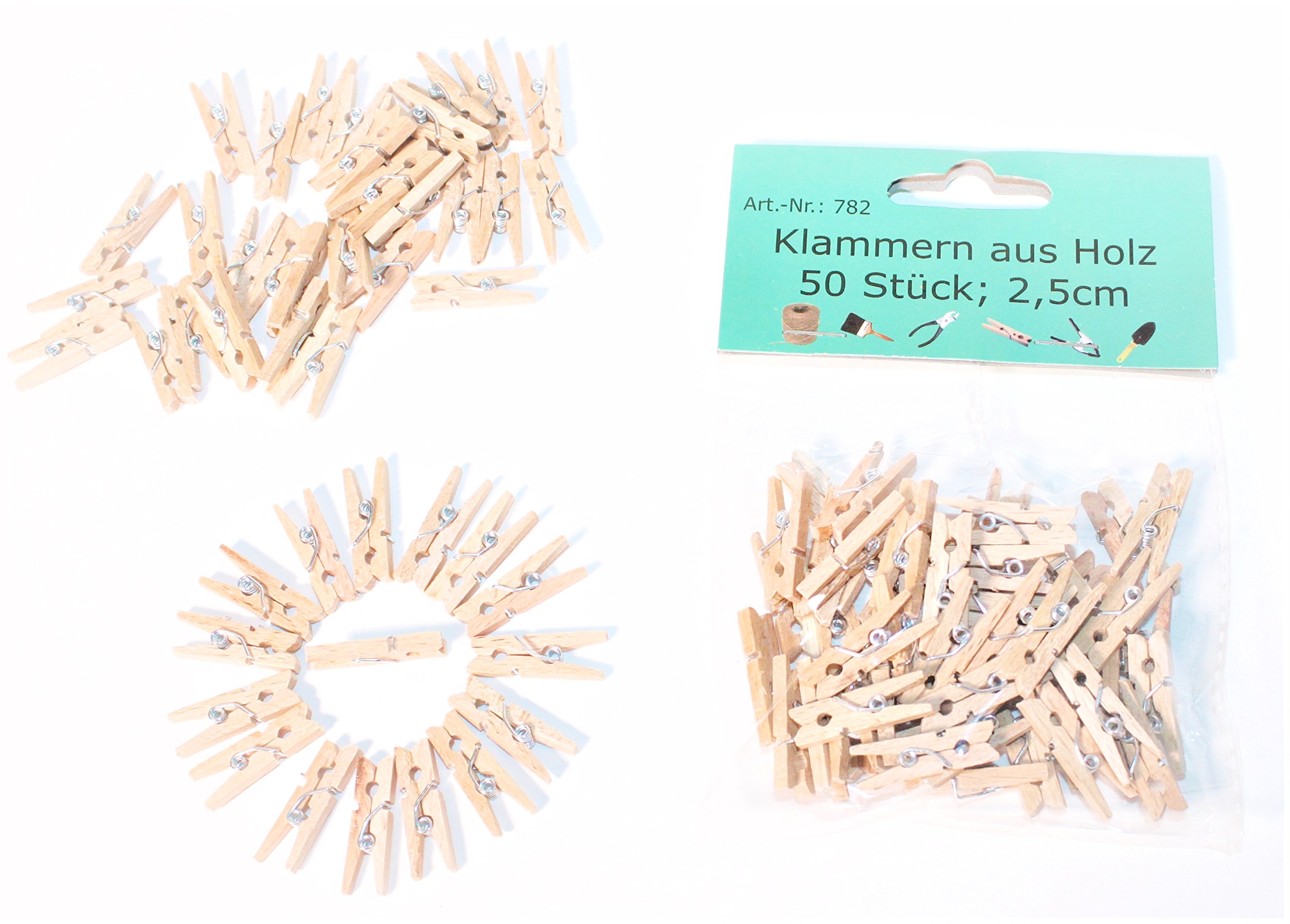 Mini Holzklammern -K&B Vertrieb- Wäscheklammern Klammern Natur Holz Deko Klammer Clip Clips 782 (1.000 Stück)