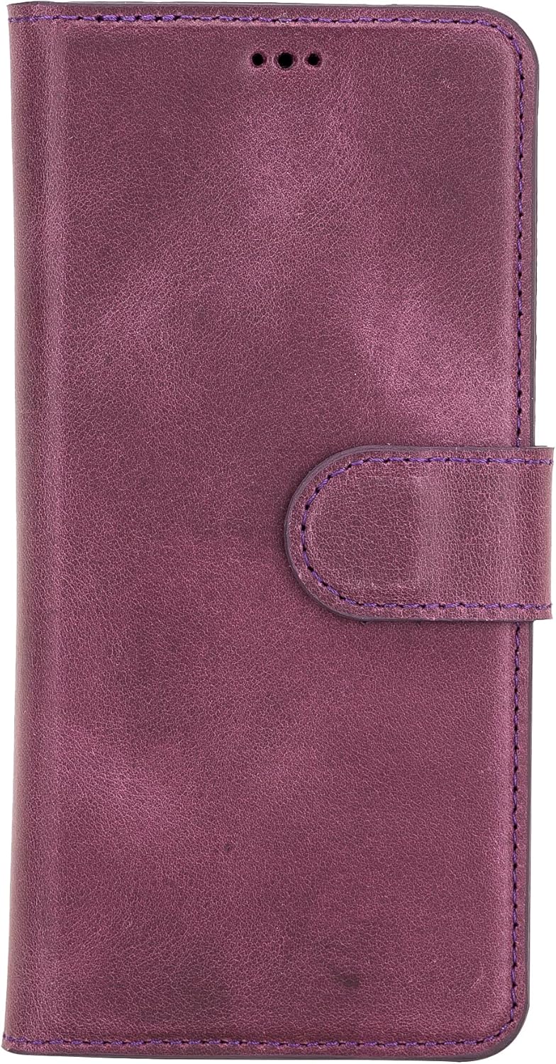 HARDISTON Premium Leather Handmade Wallet Case Compatible with Samsung Galaxy S20 - Detachable Magnetic Flip Cover with Card Holder & Kickstand - Full Edge Protection (Purple)