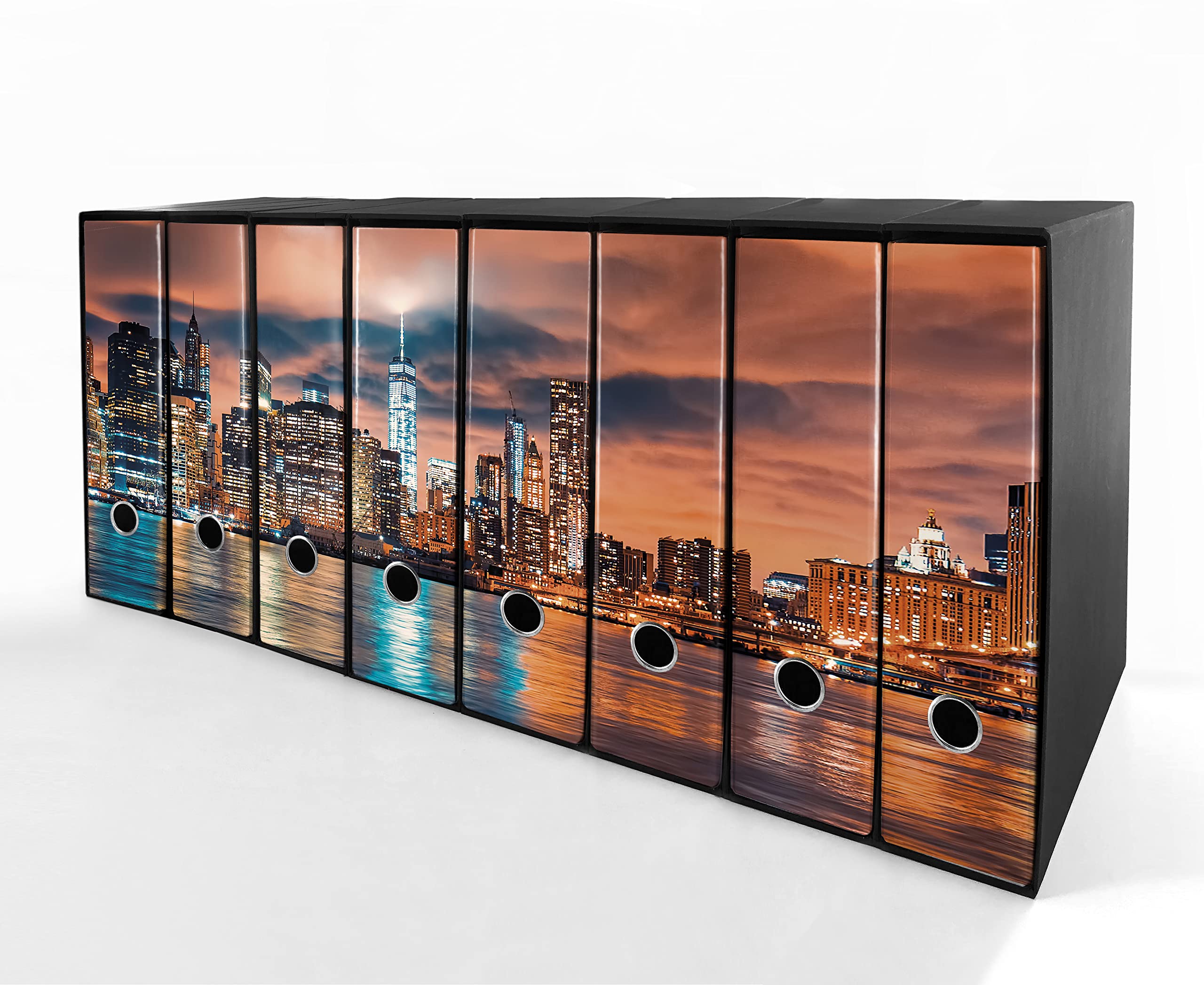 Set da 8 raccoglitori ad anelli NEW YORK - Faldoni SHAREPRINTING (H31 con 4 anelli)