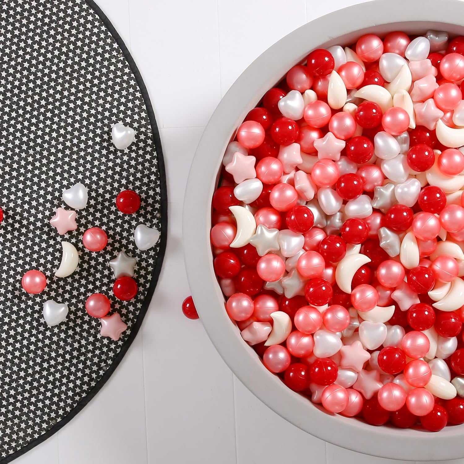 GOGOSO Star Heart Moon Ball Pit Balls, Shaped Play Balls for Ball Pit, 100 200 500 1000 Crush Proof Bpa Free Kids Toddler Baby Pastel Pelotas