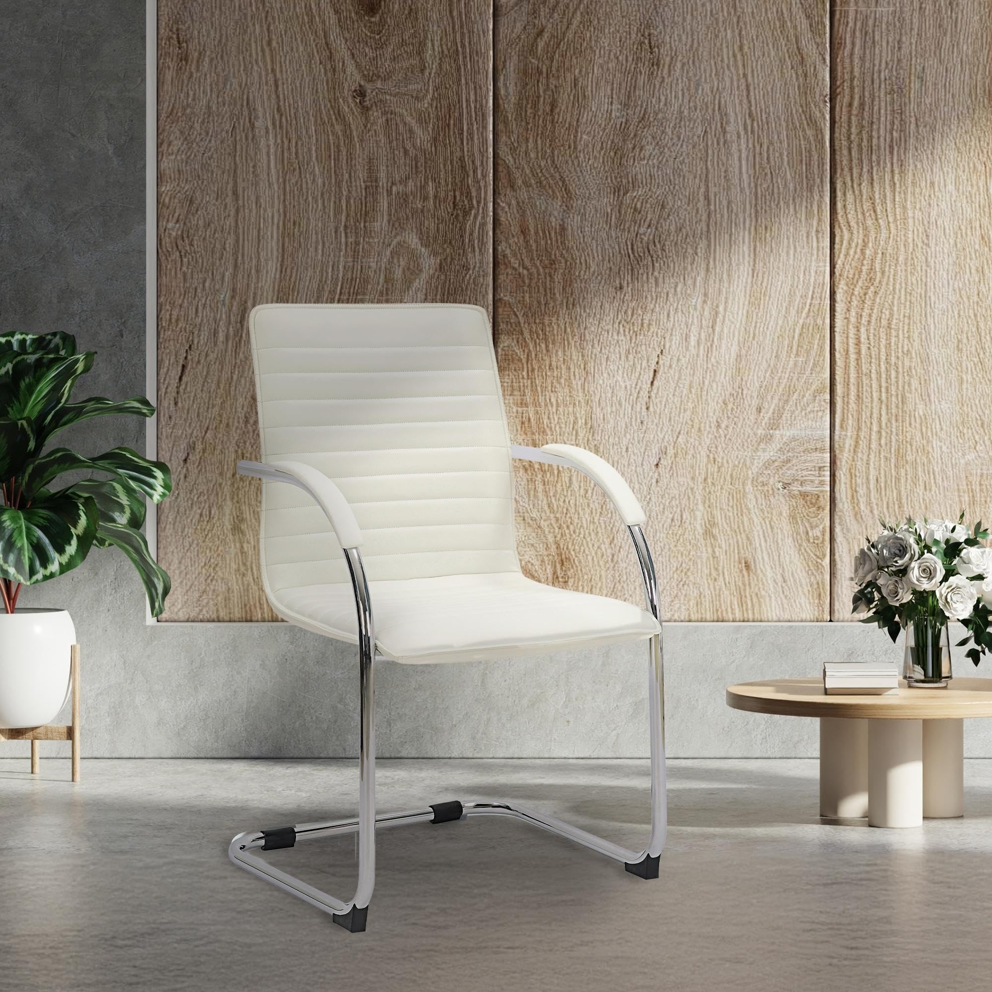 CLP Chaise Visiteur Tira Similicuir I Chaise Cantilever avec Assise rembourrée, Couleur:Blanc