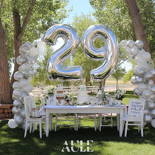 Miniatura 4 de AULE Globos grandes plateados de 40 pulgadas con el número 9, globos de helio de aluminio grandes del 0 al 9, decoraciones gigantes de fiesta de