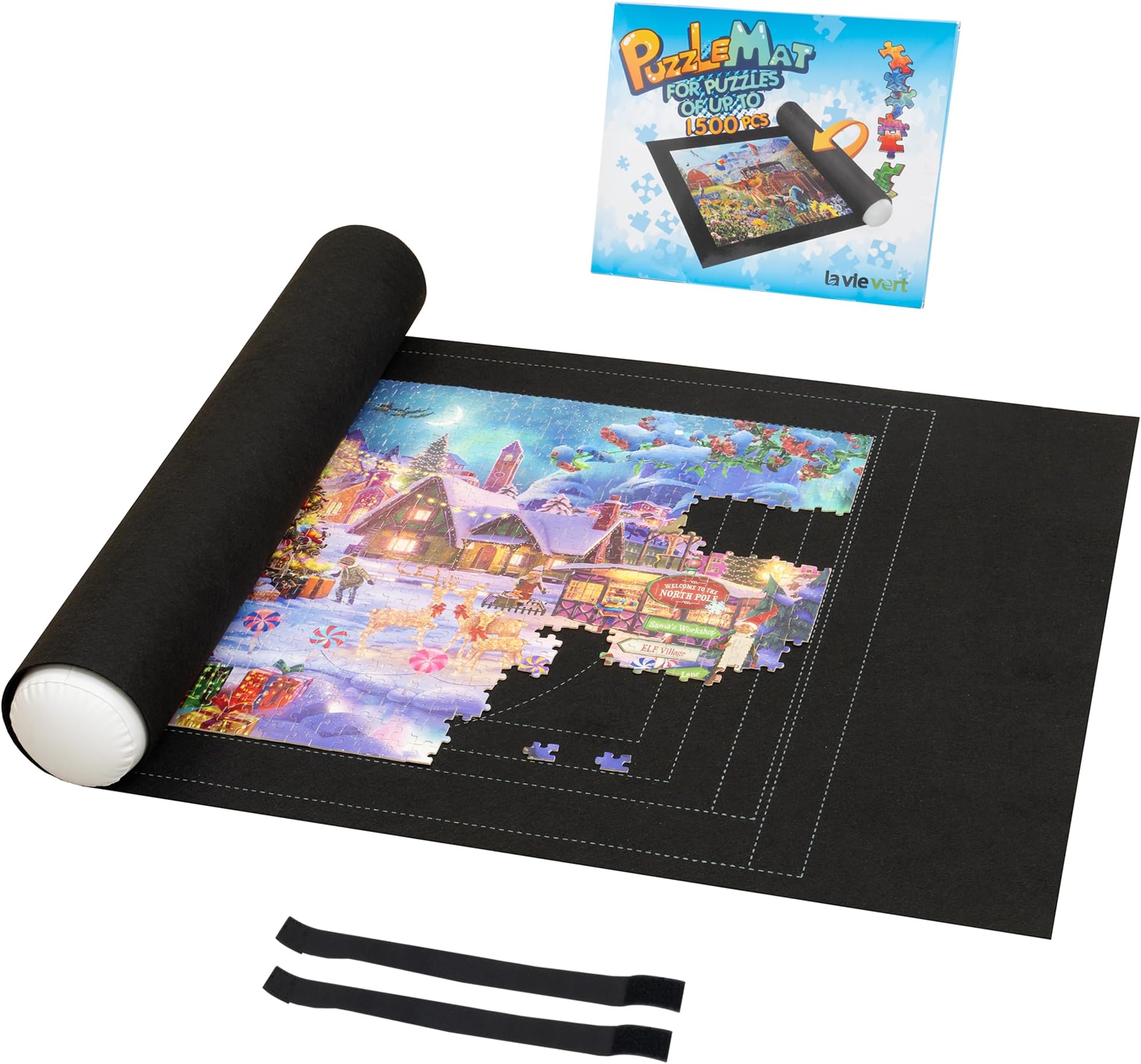 Jigsaw Puzzle Storage Roll Mat with Unique Auxiliary Line Design for Up to 1,500 Pieces Puzzle, Puzzle Saver for Adults & Kids, Environmental Friendly Material