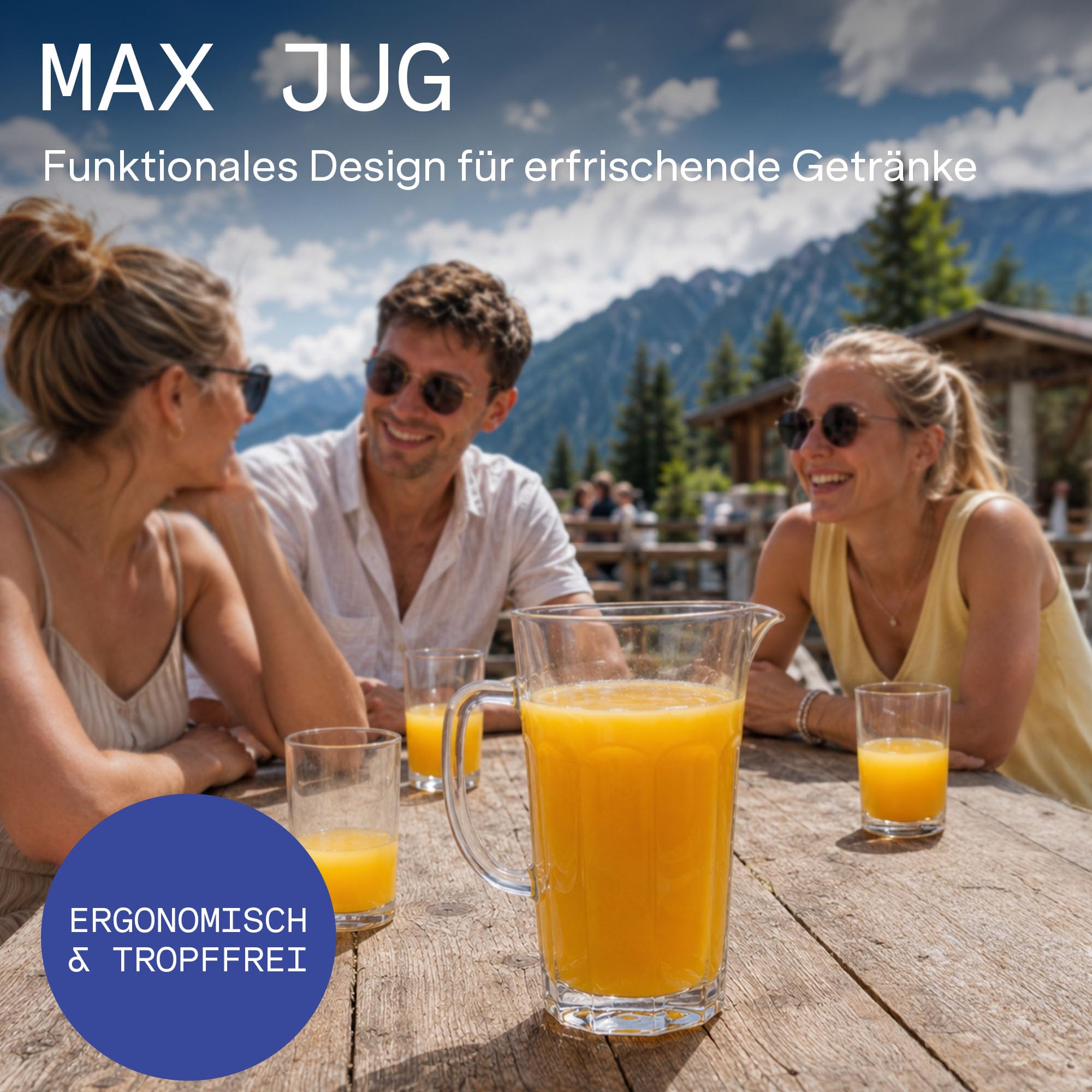 Stölzle Lausitz Max Jug Wasserkrug Glaskrug Wasserkaraffe 1,2 l, 6er-Set