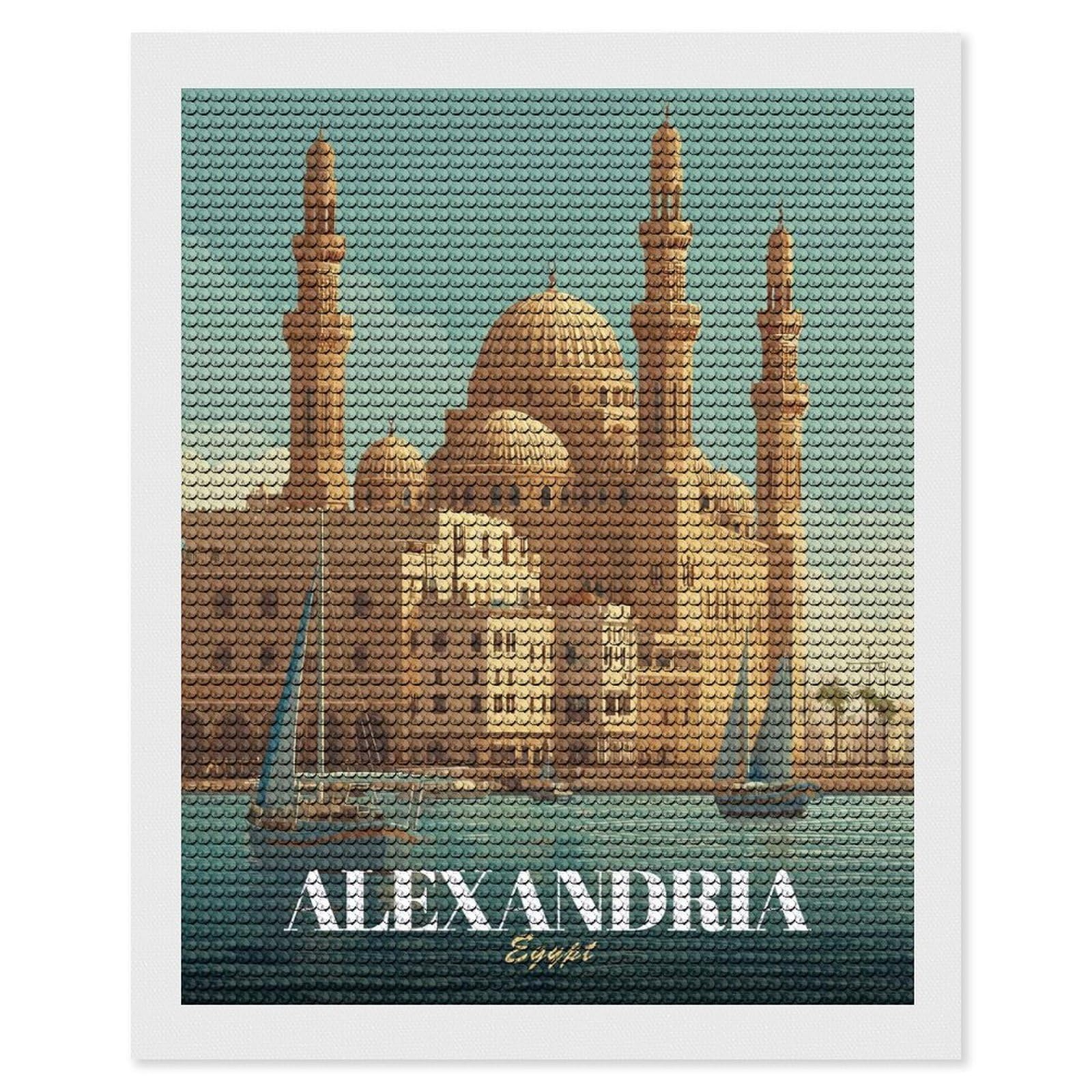Junmoney Alexandria, Egypt Travel (3) Diamond Painting Canvas Set 16"x20", for Beginners, Complete Accessories, Christmas Gift, Modern Decor