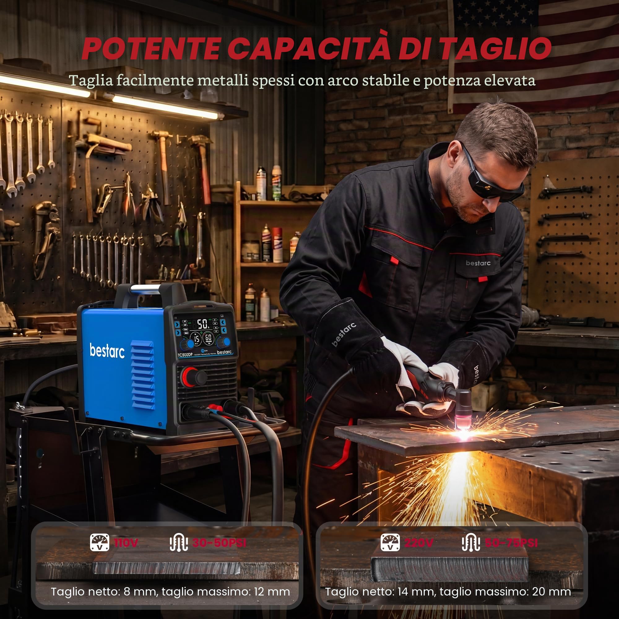 bestarc Taglierina al plasma, arco pilota [tecnologia del sensore d'aria] 110/220V BTC500DP 10a generazione, 50A schermo Display digitale al plasma macchina da taglio (BTC500DP 10GEN 110/220V)