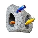 Aquarium Hideaway Rock Cave for Aquatic Pets to Breed, Play and Rest, Safe and Non-Toxic Ceramic Fish Tank Ornaments, Decor Stone for Betta