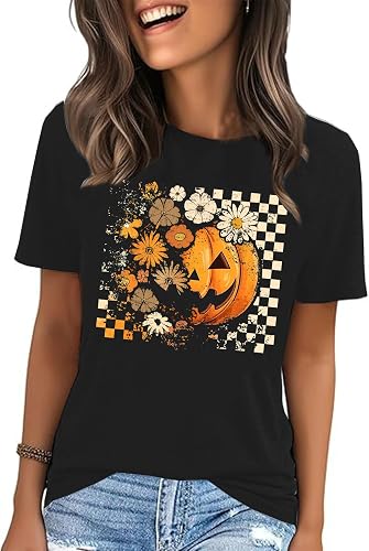 Wildflower T-Shirt for Women Vintage Boho Floral Graphic Tees Casual Plant Short