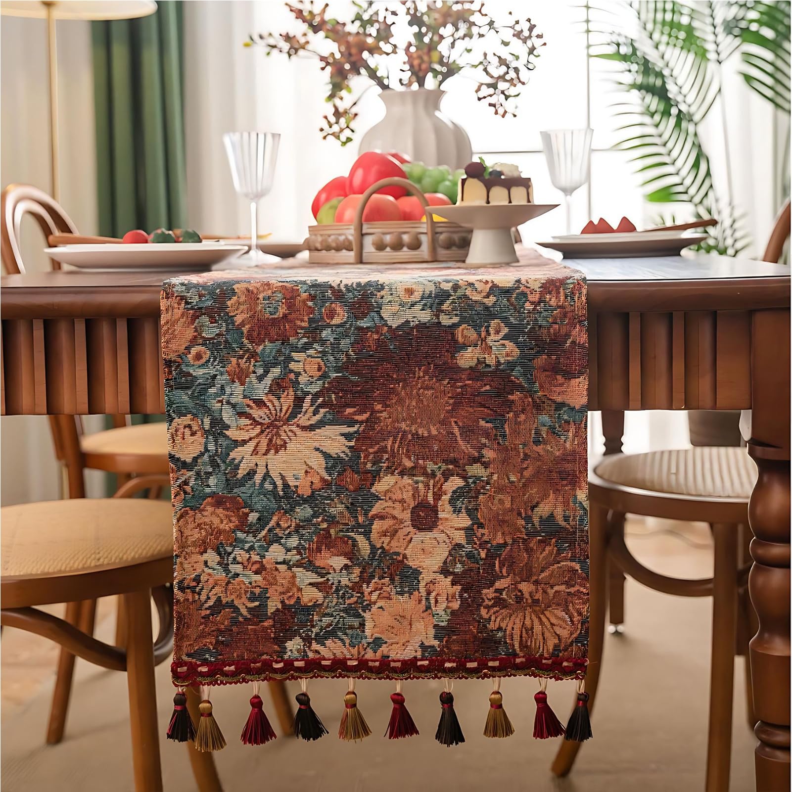 Bieżnik żakardowy z Frędzlami, Obrus Bawełniany w Stylu Farmhouse