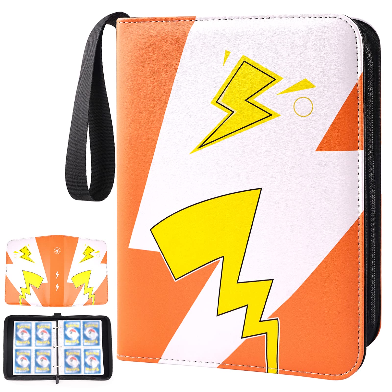 GOROMACard Binder 4-Pockets, 400 Pockets Card Holder with 50 Removable Sleeves, Trading Card Collector Zipper Album Holder, Yellow